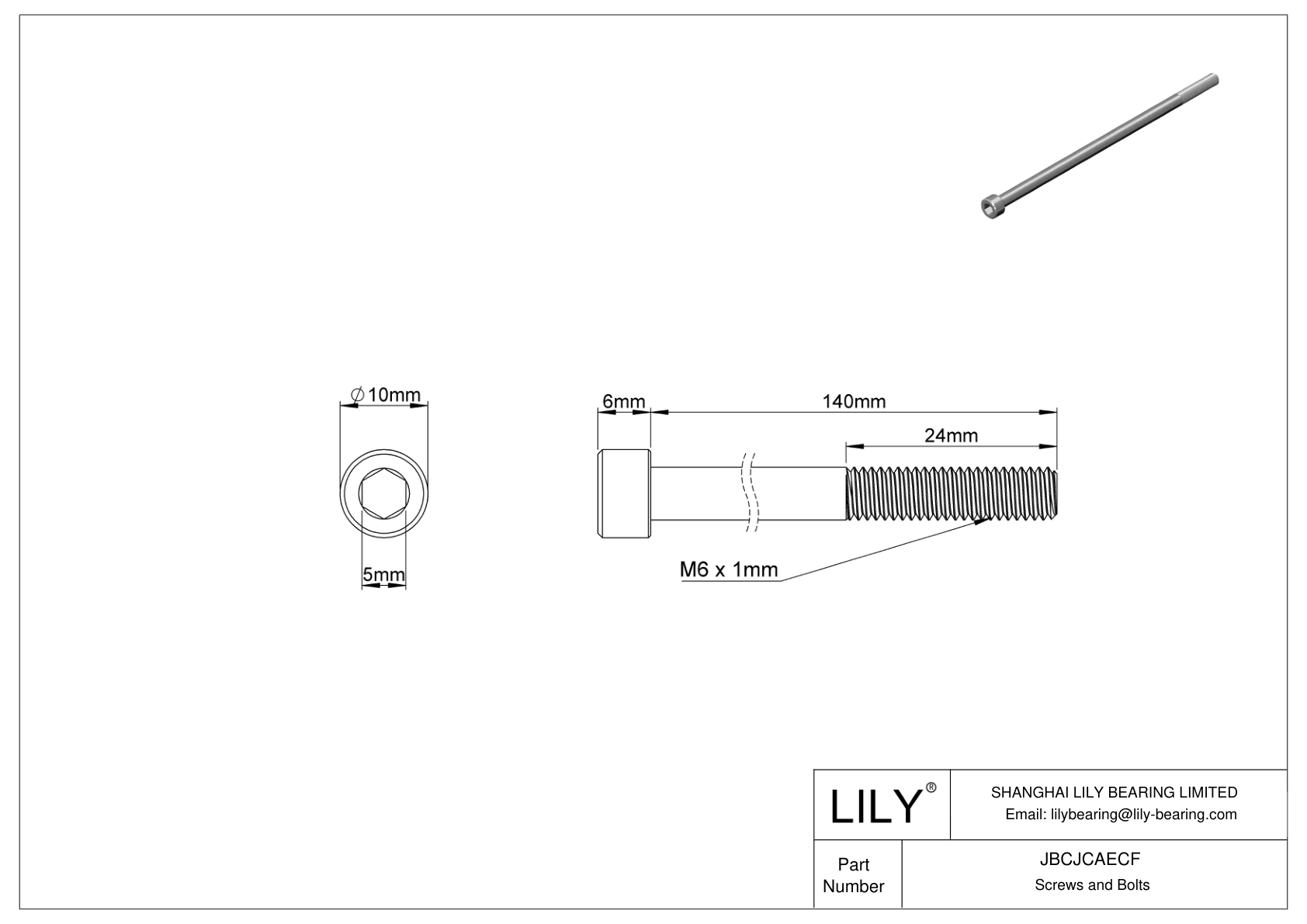 JBCJCAECF 18-8 Stainless Steel Socket Head Screws cad drawing