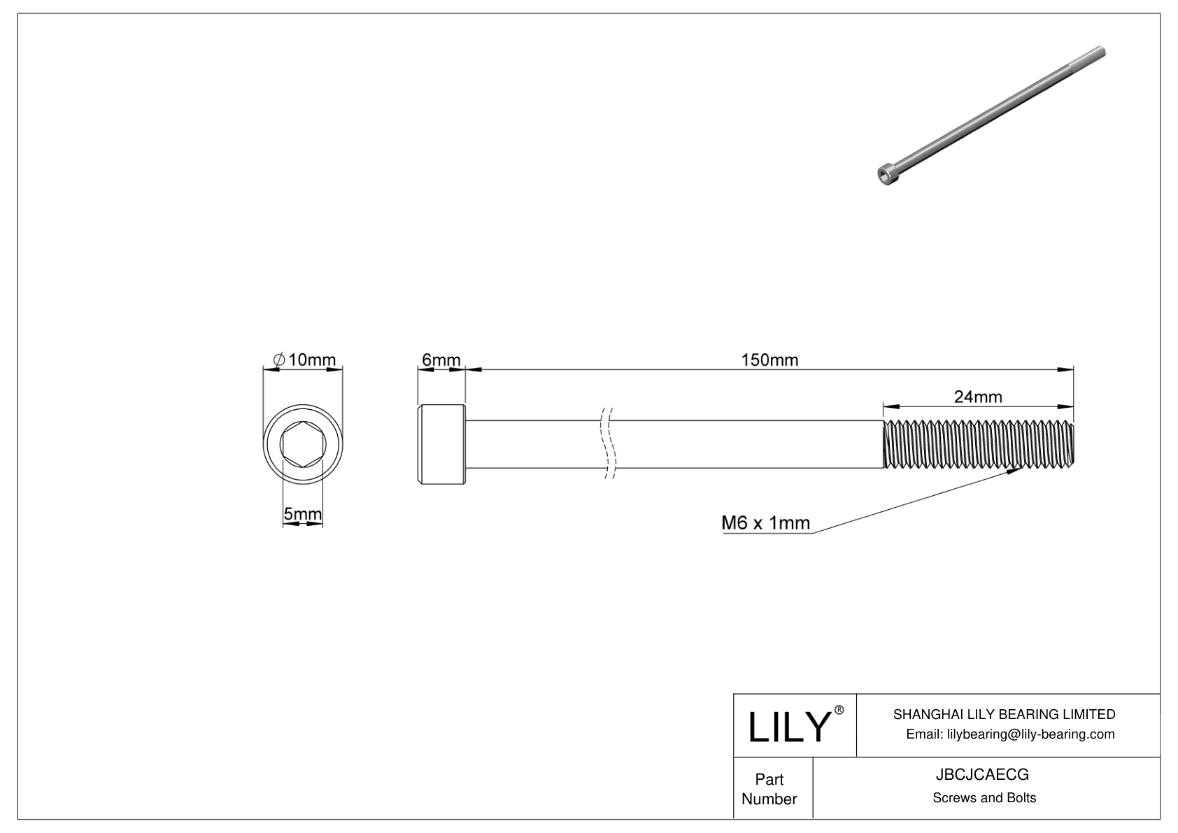 JBCJCAECG Tornillos de cabeza cilíndrica de acero inoxidable 18-8 cad drawing