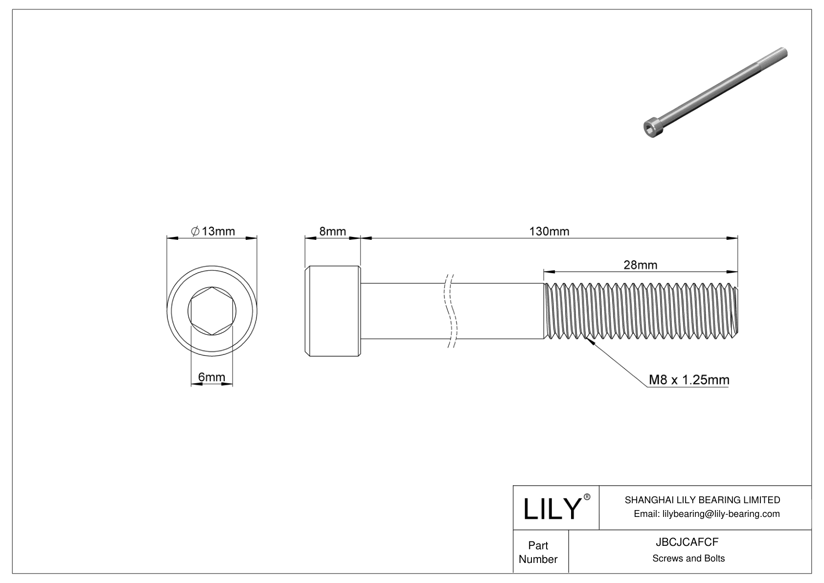 JBCJCAFCF 18-8 Stainless Steel Socket Head Screws cad drawing