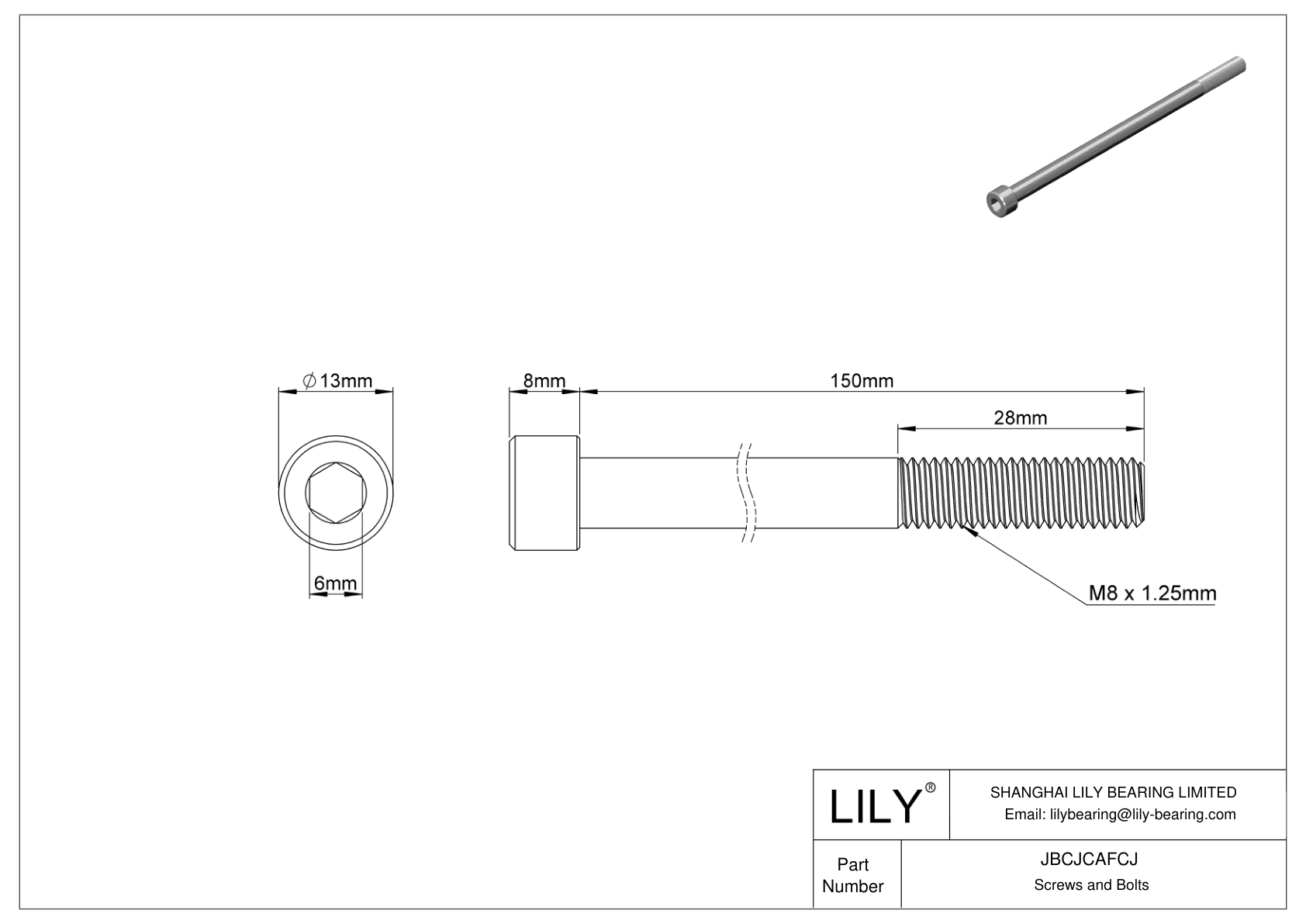 JBCJCAFCJ 18-8 Stainless Steel Socket Head Screws cad drawing