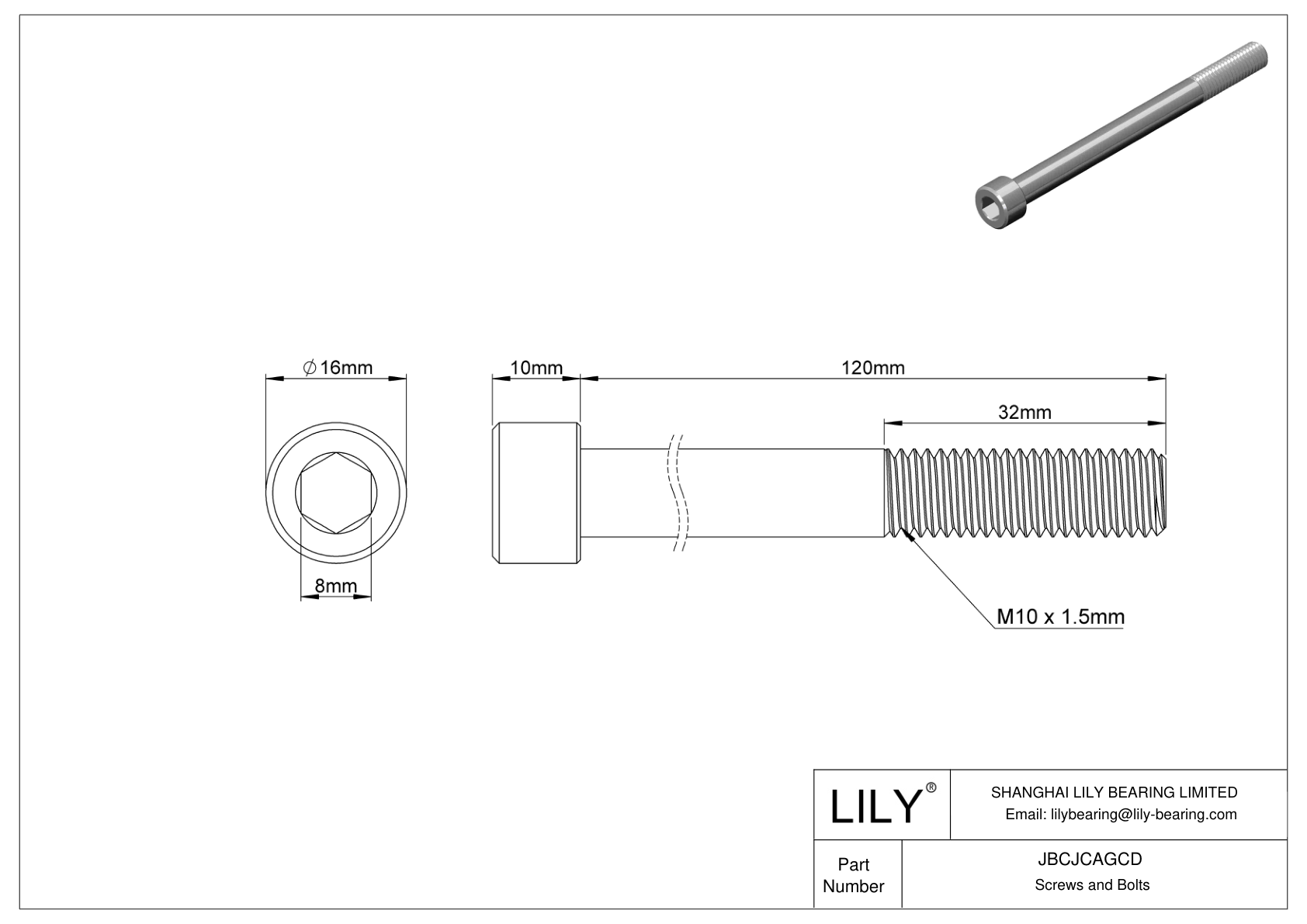 JBCJCAGCD Tornillos de cabeza cilíndrica de acero inoxidable 18-8 cad drawing