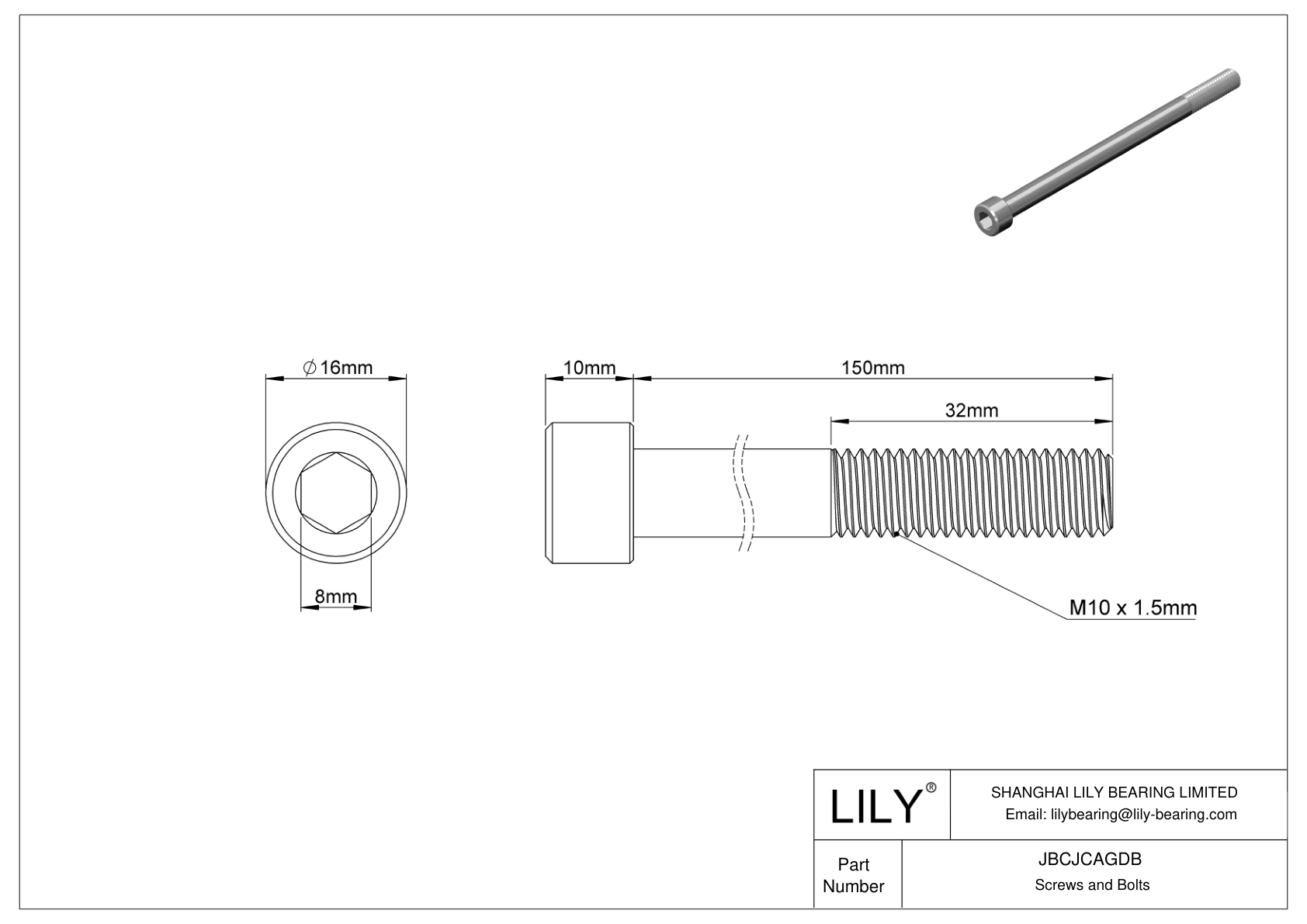 JBCJCAGDB 18-8 不锈钢内六角螺钉 cad drawing