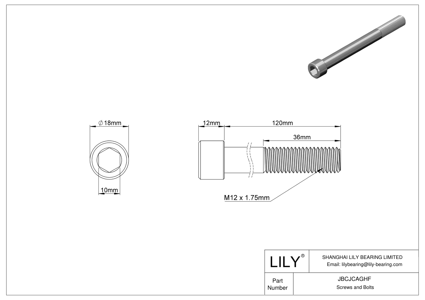 JBCJCAGHF Tornillos de cabeza cilíndrica de acero inoxidable 18-8 cad drawing