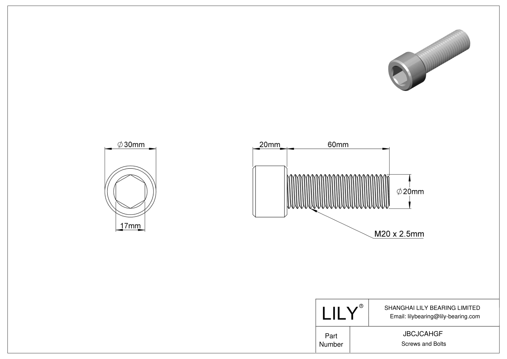 JBCJCAHGF 18-8 Stainless Steel Socket Head Screws cad drawing