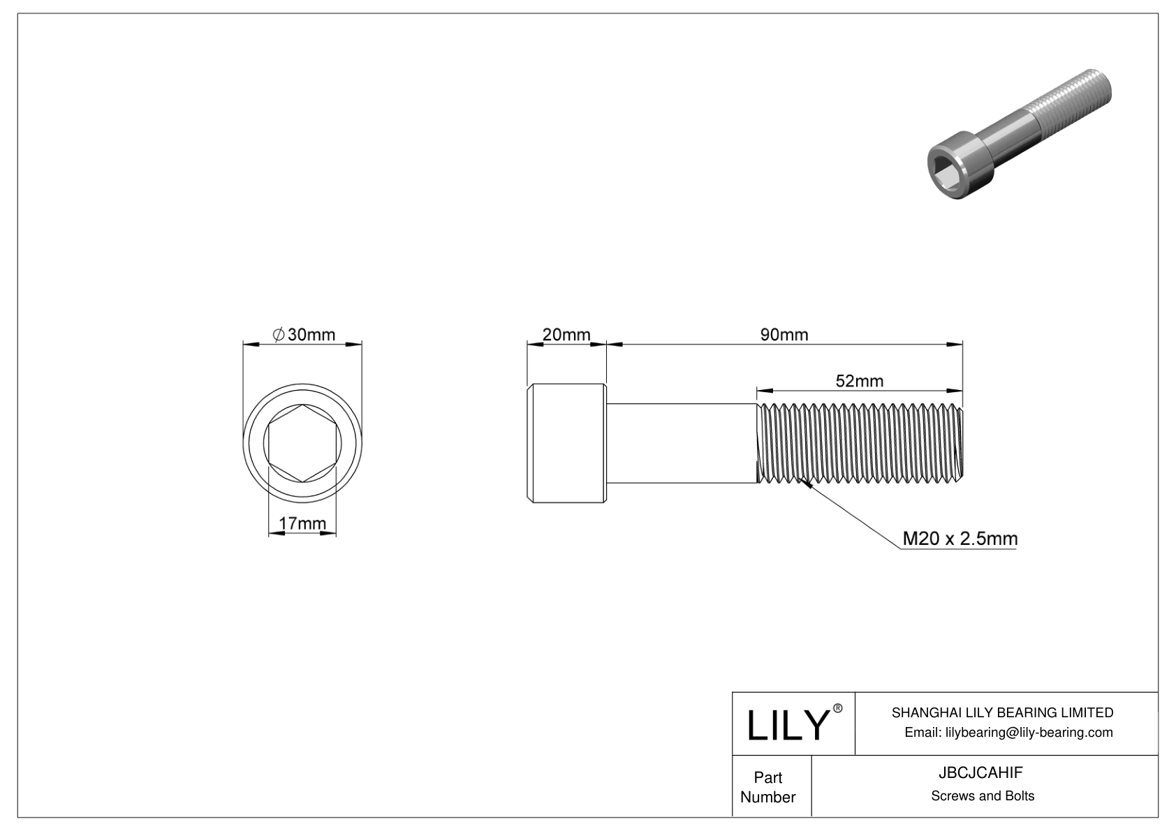 JBCJCAHIF Tornillos de cabeza cilíndrica de acero inoxidable 18-8 cad drawing