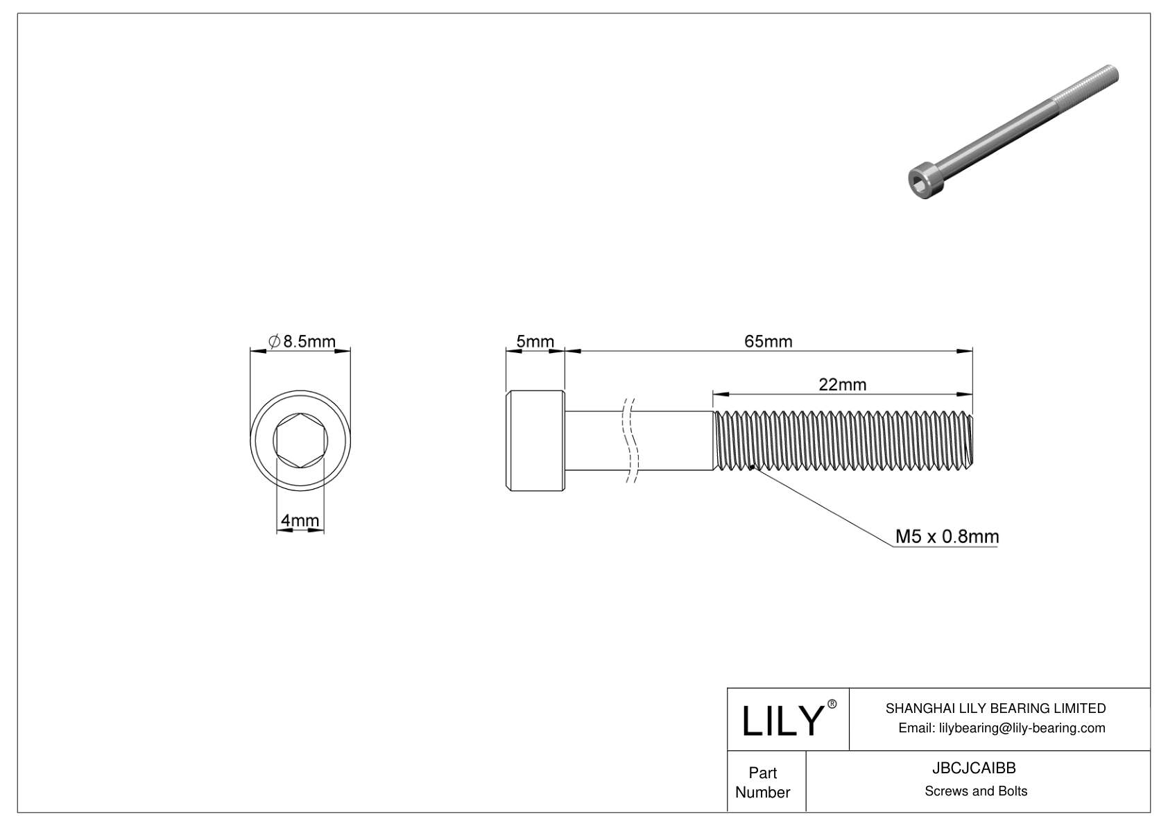 JBCJCAIBB 18-8 Stainless Steel Socket Head Screws cad drawing