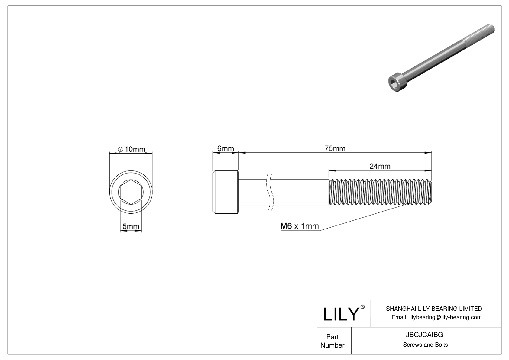 JBCJCAIBG Tornillos de cabeza cilíndrica de acero inoxidable 18-8 cad drawing