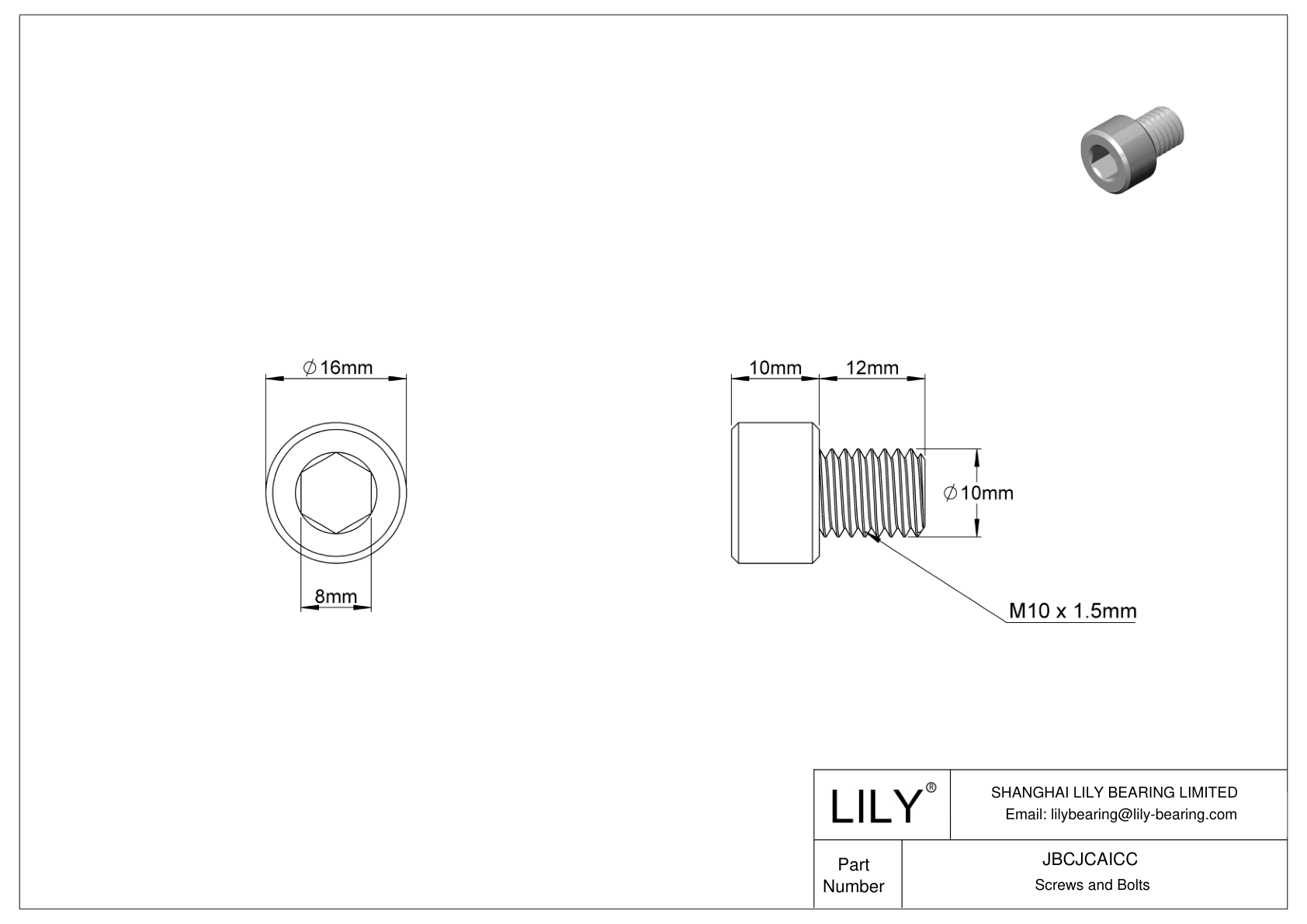 JBCJCAICC 18-8 Stainless Steel Socket Head Screws cad drawing