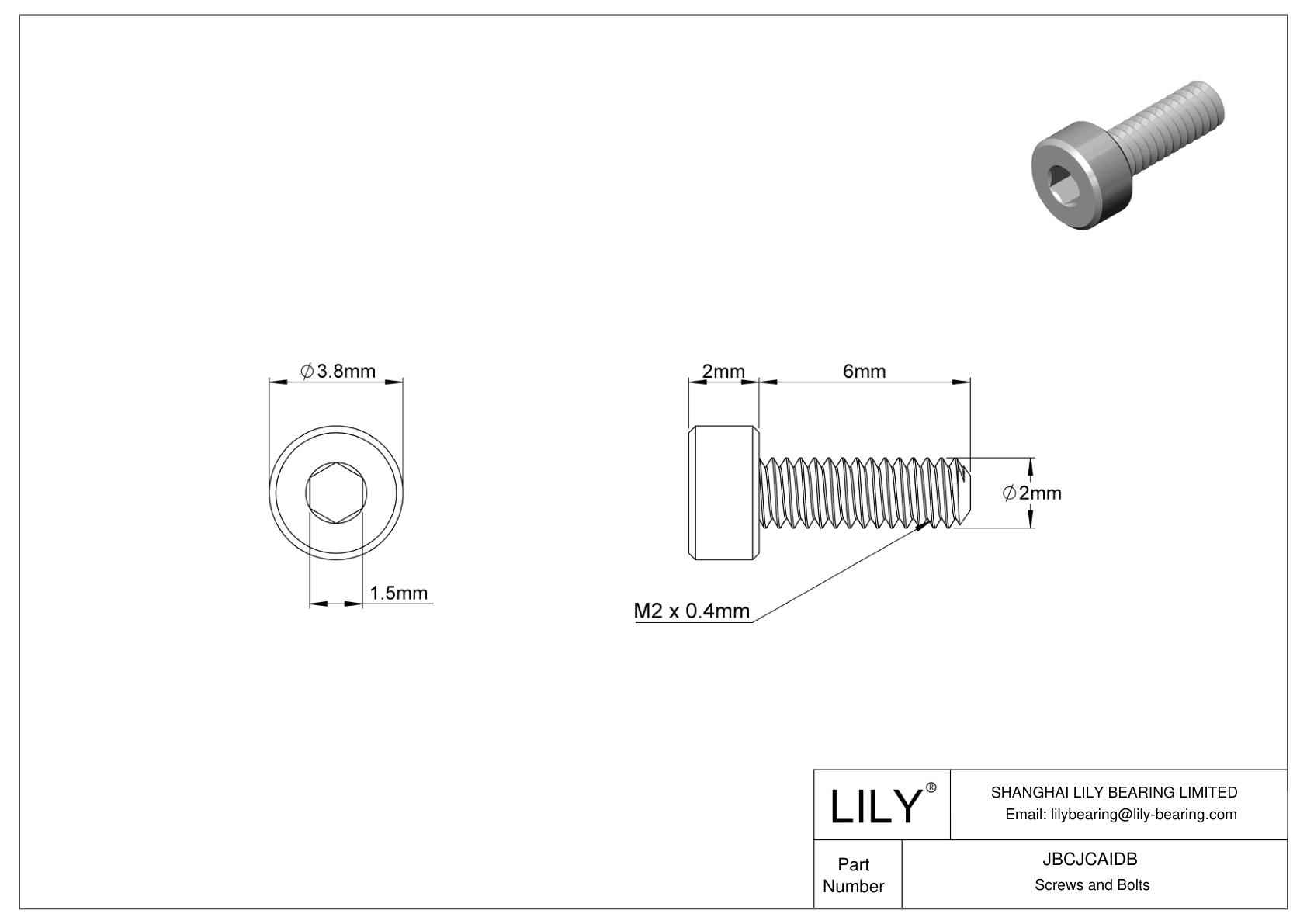 JBCJCAIDB 18-8 Stainless Steel Socket Head Screws cad drawing