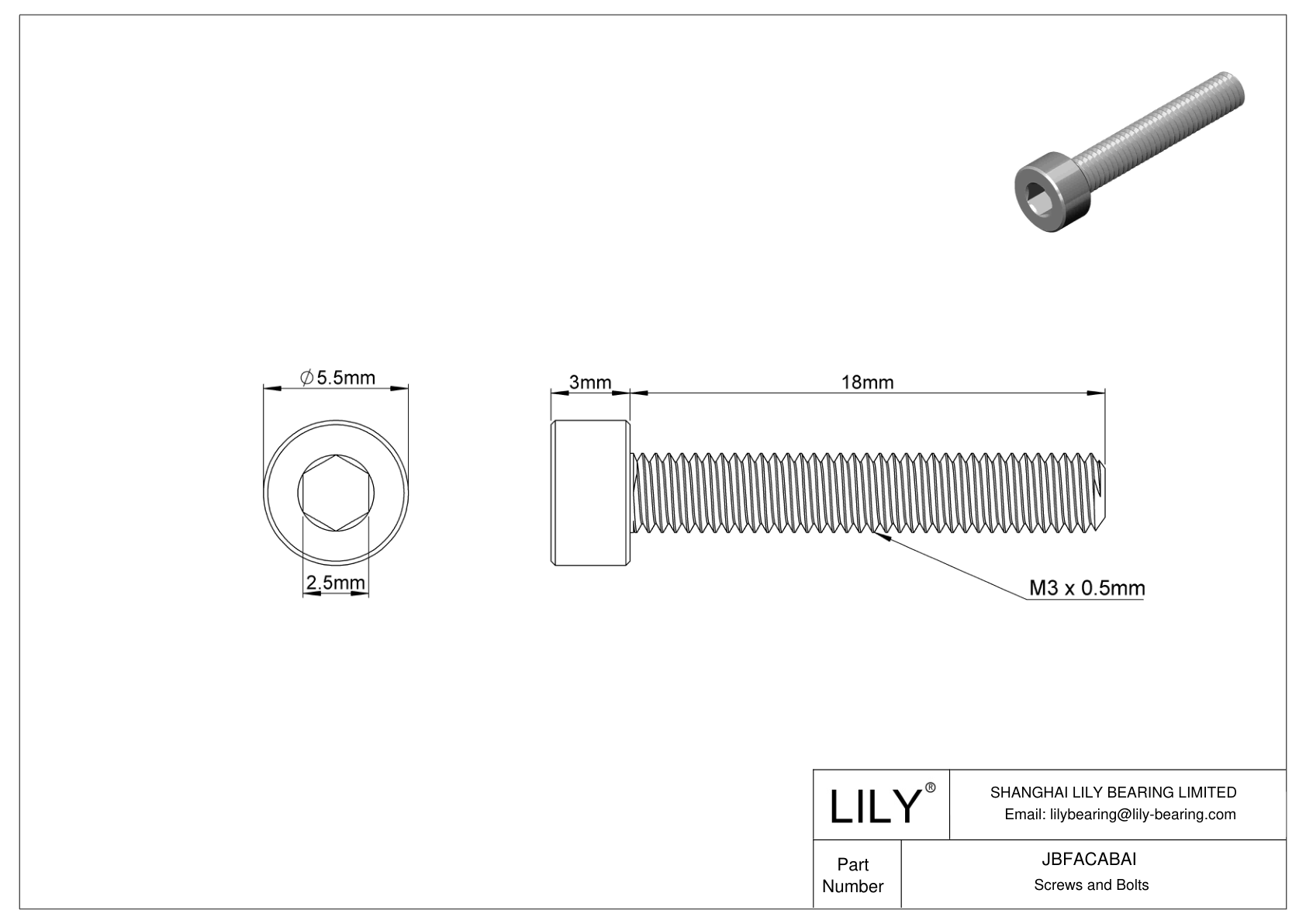 JBFACABAI 合金钢内六角螺钉 cad drawing