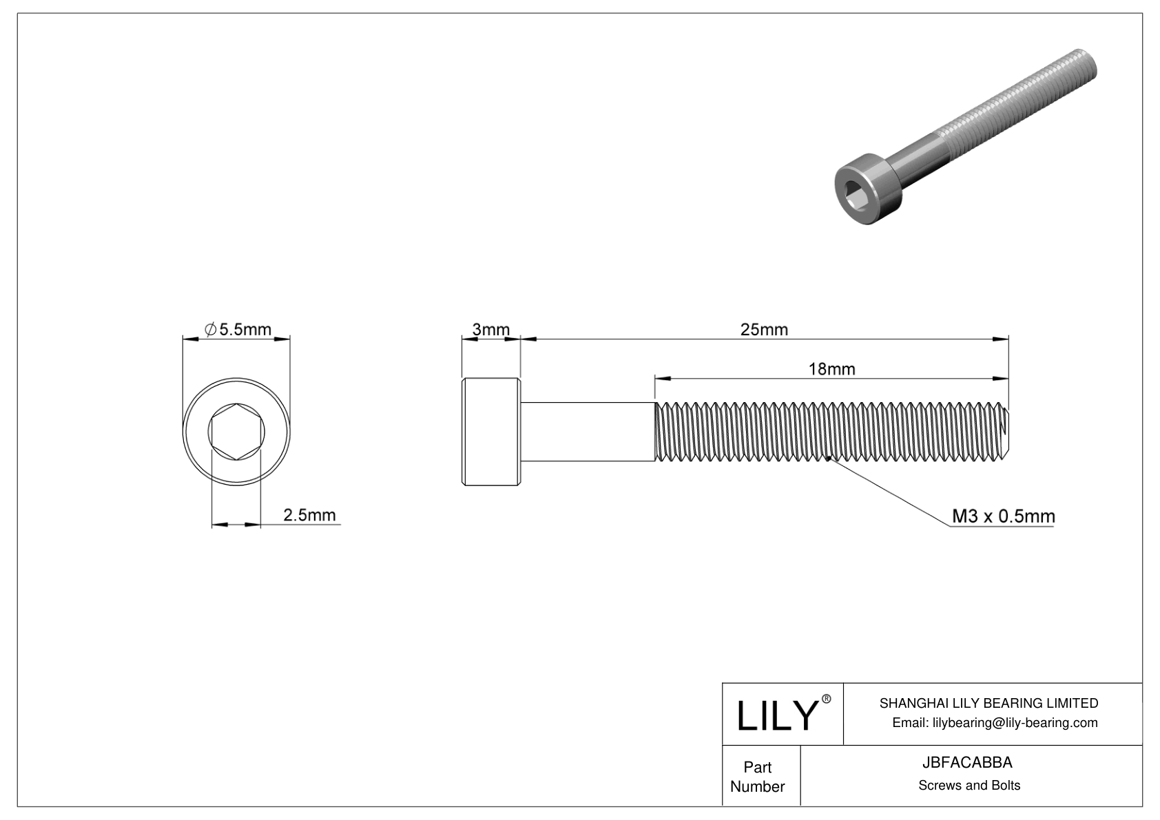 JBFACABBA Tornillos de cabeza cilíndrica de acero aleado cad drawing