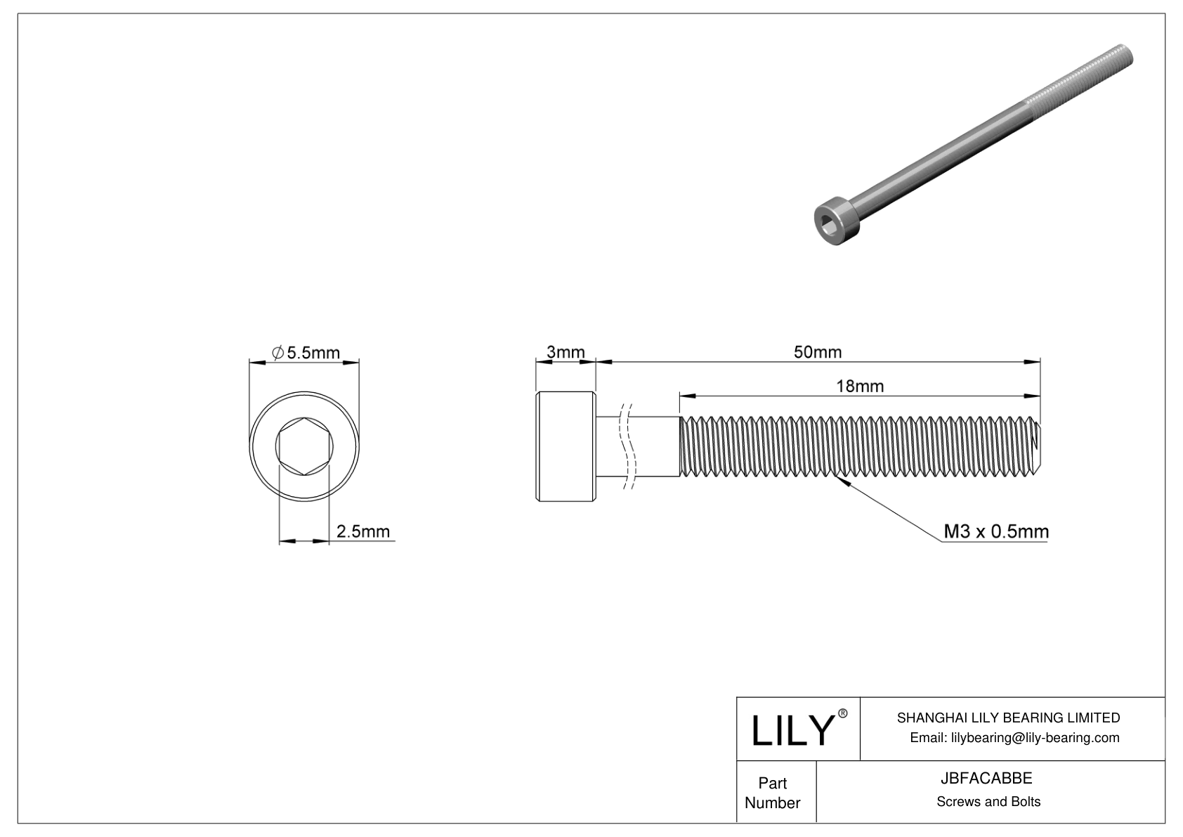 JBFACABBE Alloy Steel Socket Head Screws cad drawing