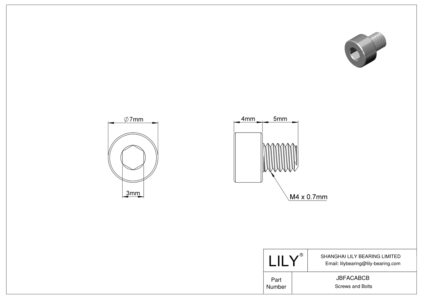 JBFACABCB 合金钢内六角螺钉 cad drawing