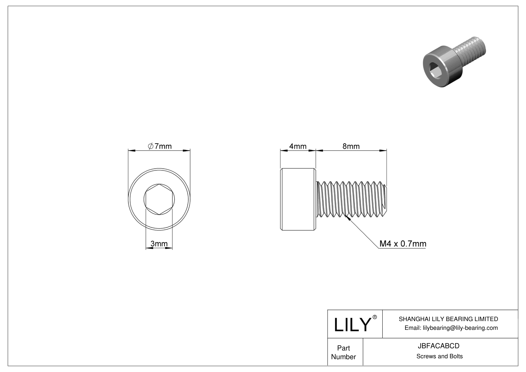 JBFACABCD 合金钢内六角螺钉 cad drawing