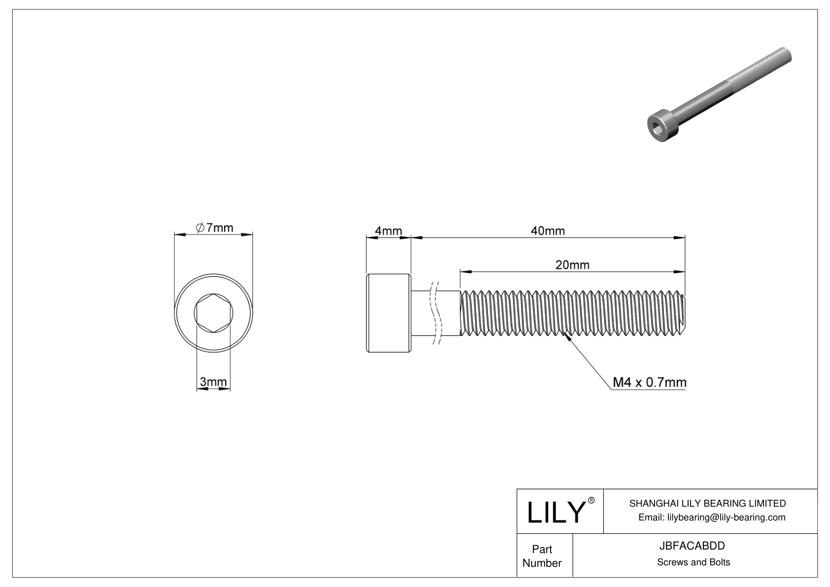 JBFACABDD Alloy Steel Socket Head Screws cad drawing