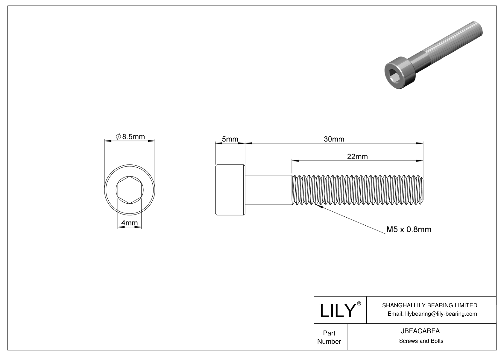 JBFACABFA 合金钢内六角螺钉 cad drawing