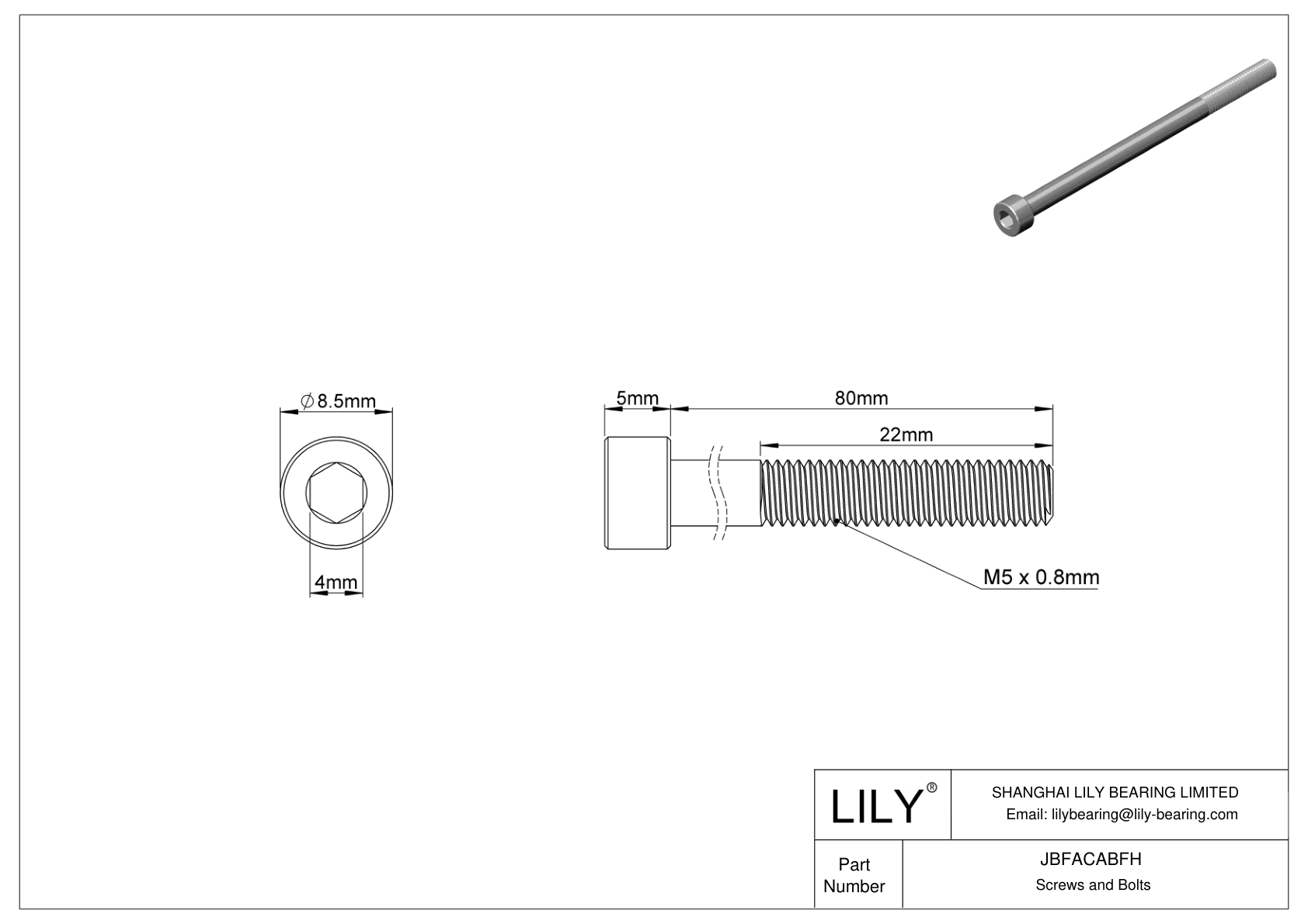 JBFACABFH Tornillos de cabeza cilíndrica de acero aleado cad drawing