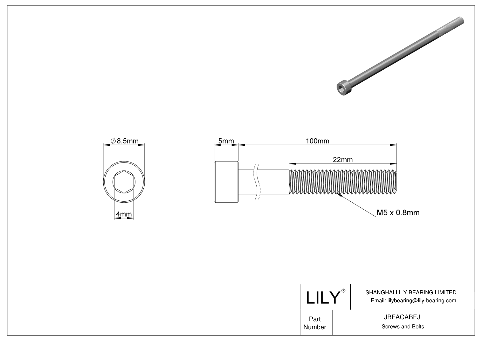 JBFACABFJ 合金钢内六角螺钉 cad drawing