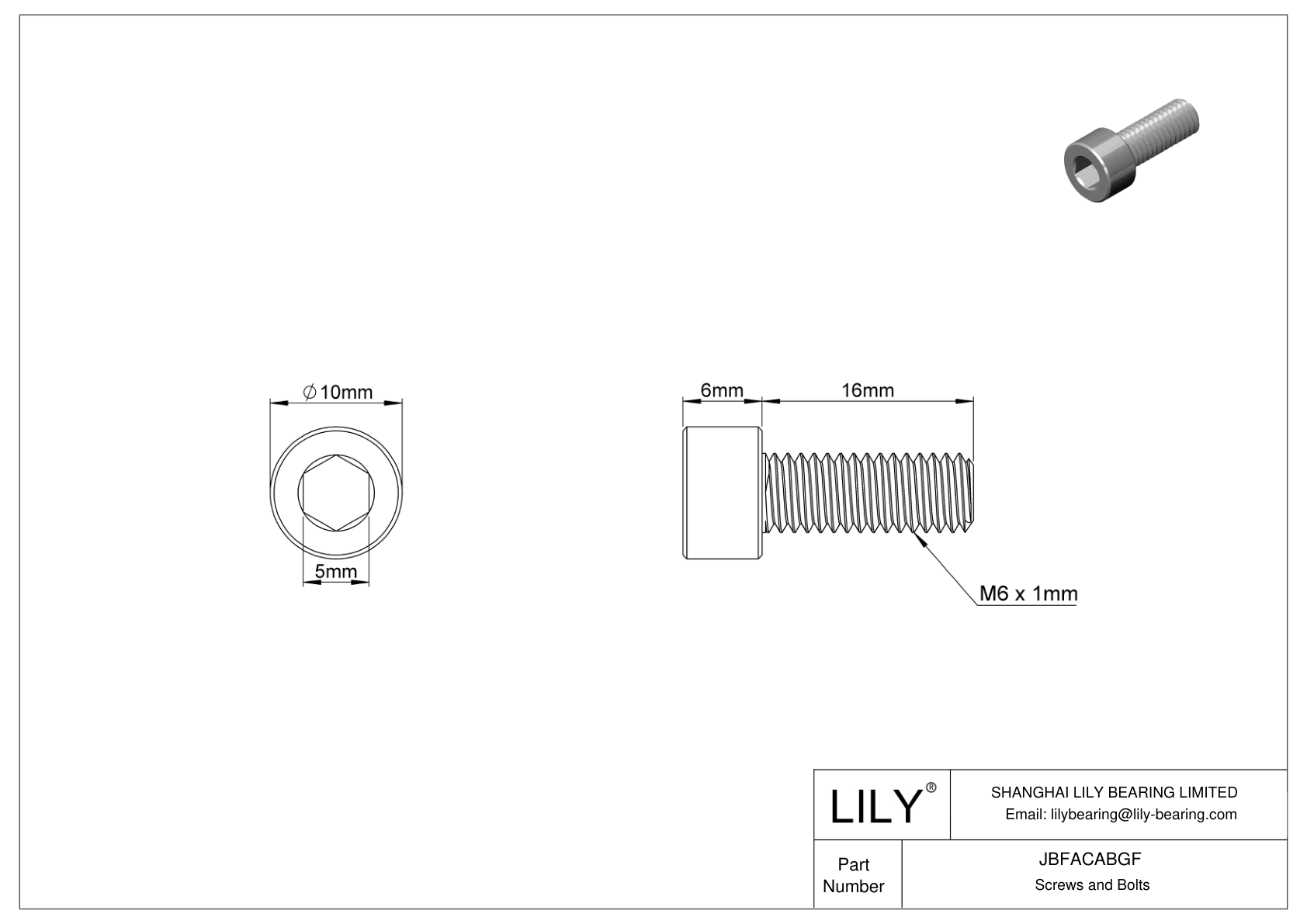 JBFACABGF Tornillos de cabeza cilíndrica de acero aleado cad drawing