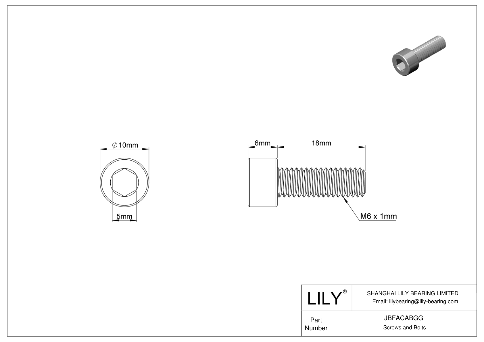 JBFACABGG Tornillos de cabeza cilíndrica de acero aleado cad drawing