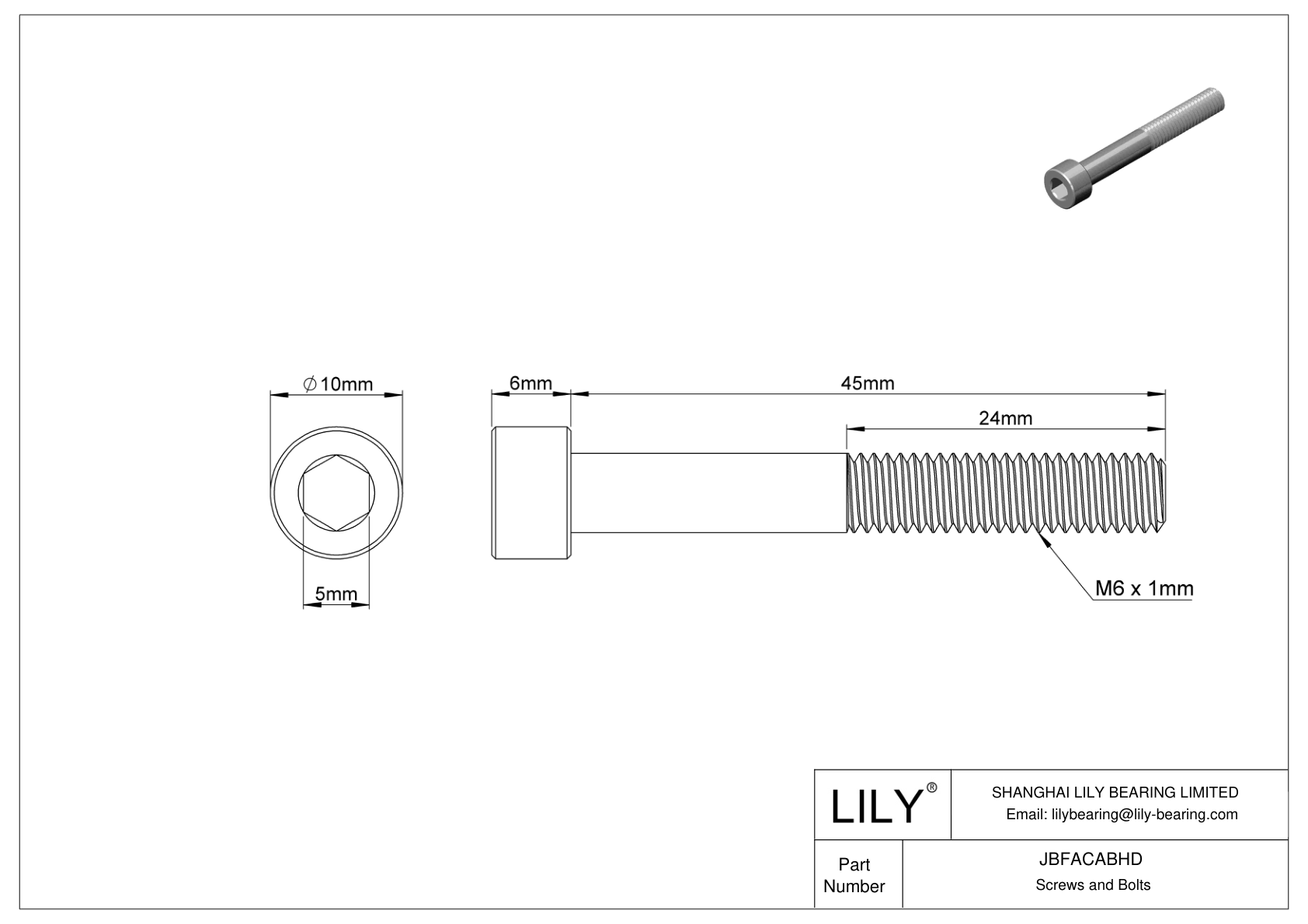 JBFACABHD 合金钢内六角螺钉 cad drawing