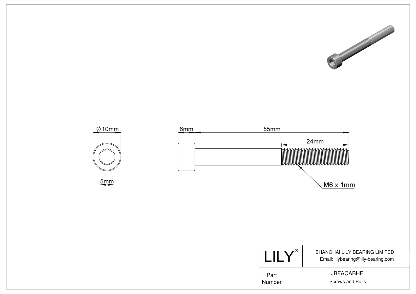 JBFACABHF 合金钢内六角螺钉 cad drawing