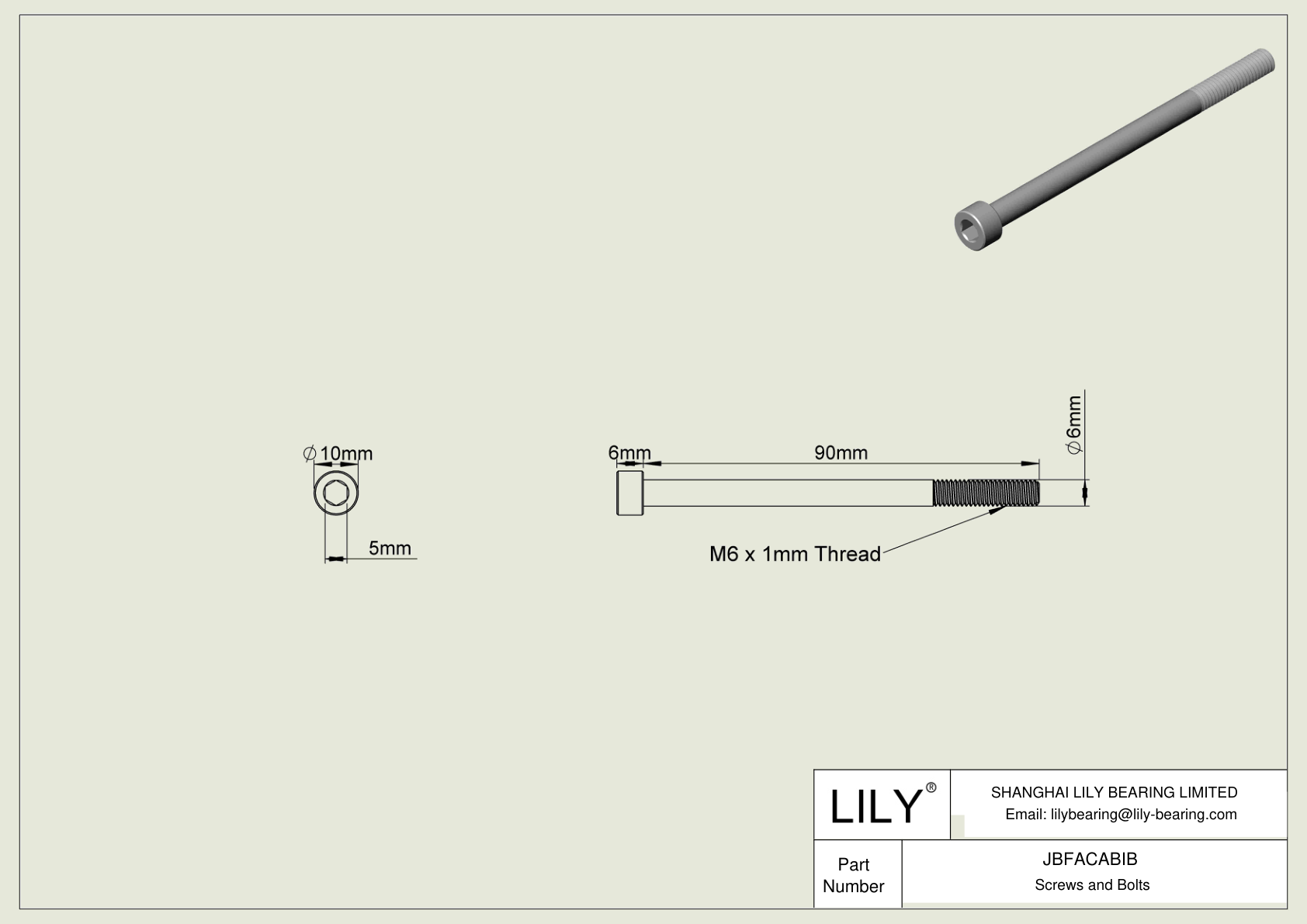 JBFACABIB Alloy Steel Socket Head Screws cad drawing