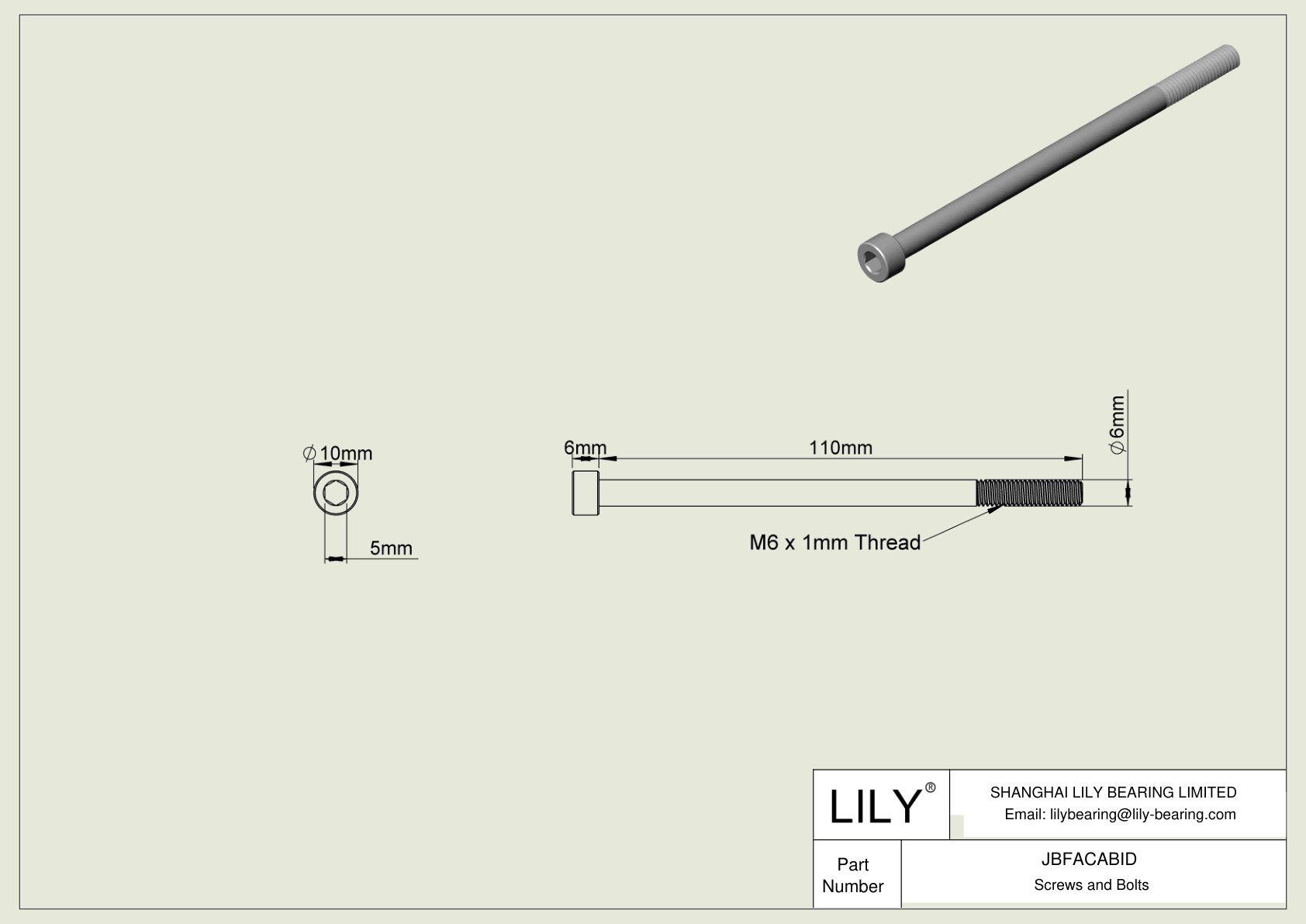 JBFACABID Alloy Steel Socket Head Screws cad drawing