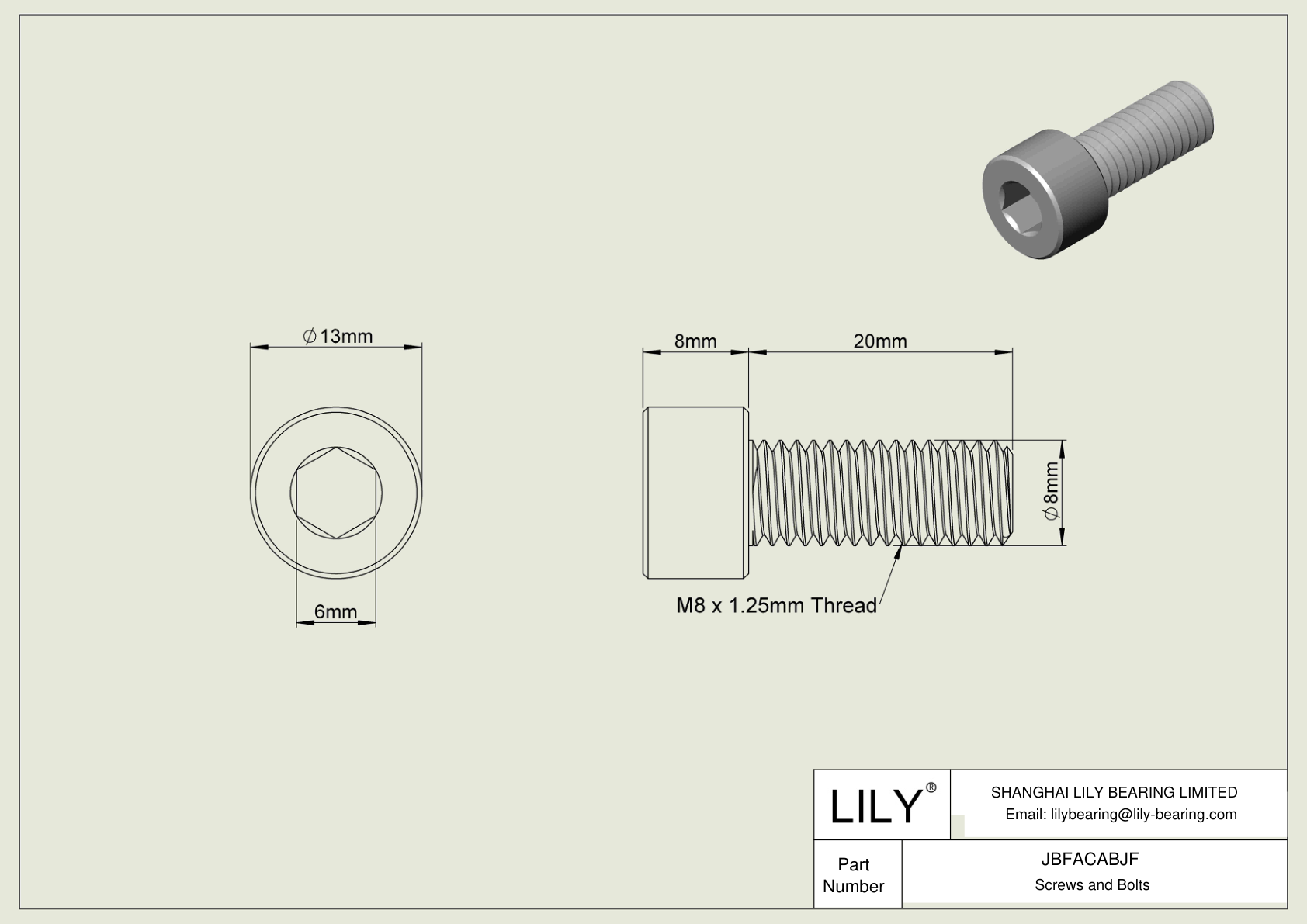 JBFACABJF Alloy Steel Socket Head Screws cad drawing