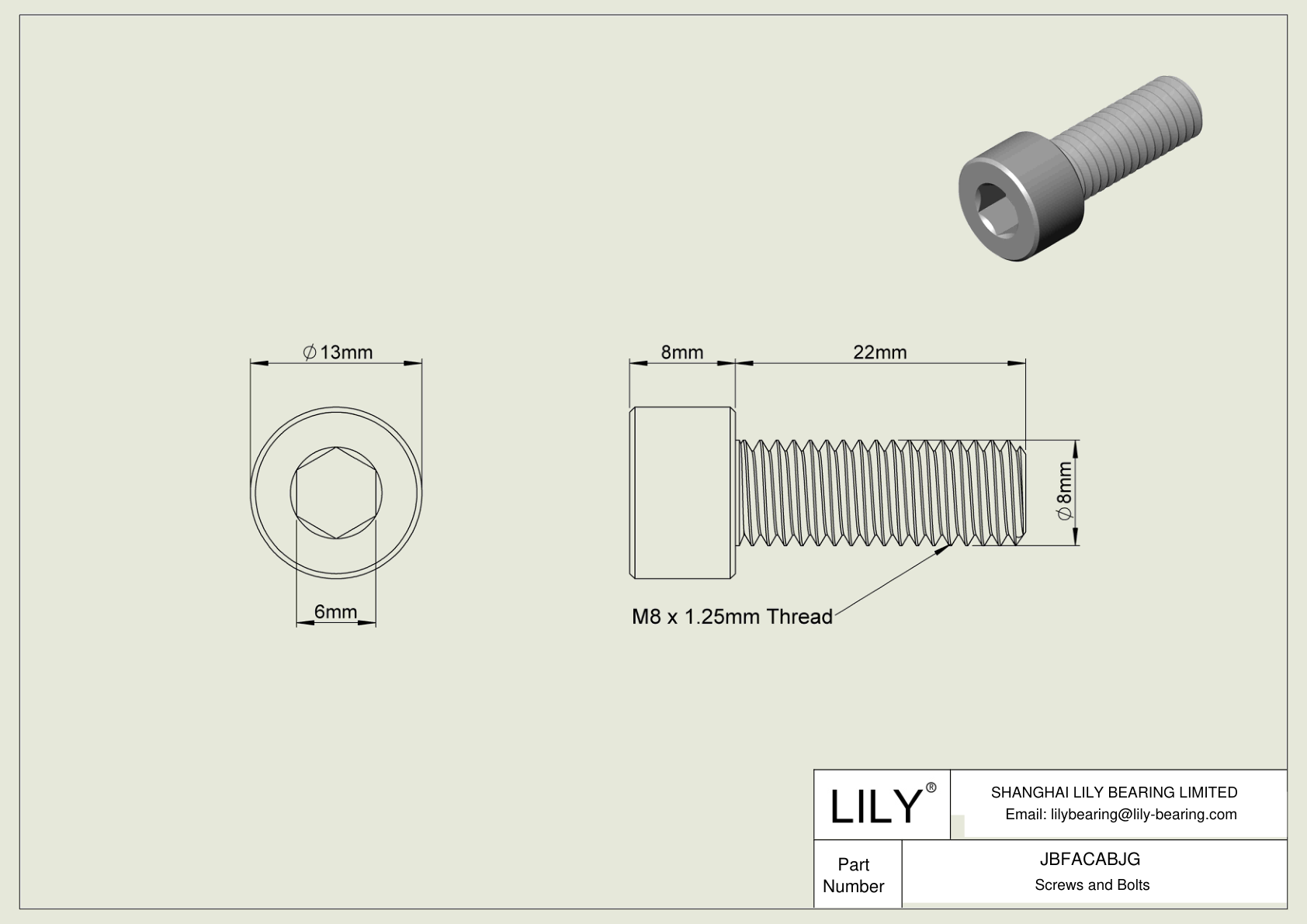 JBFACABJG 合金钢内六角螺钉 cad drawing