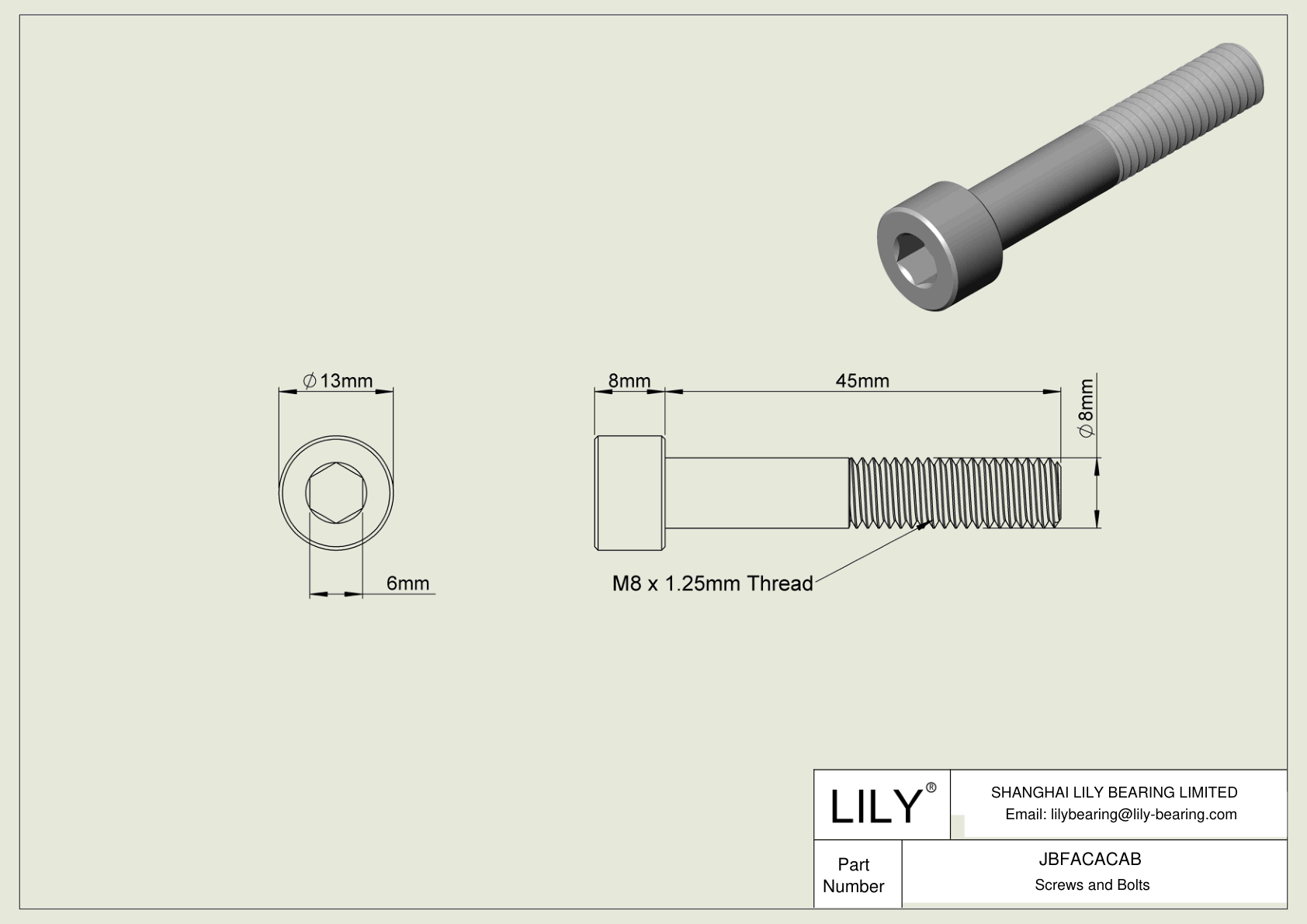 JBFACACAB 合金钢内六角螺钉 cad drawing