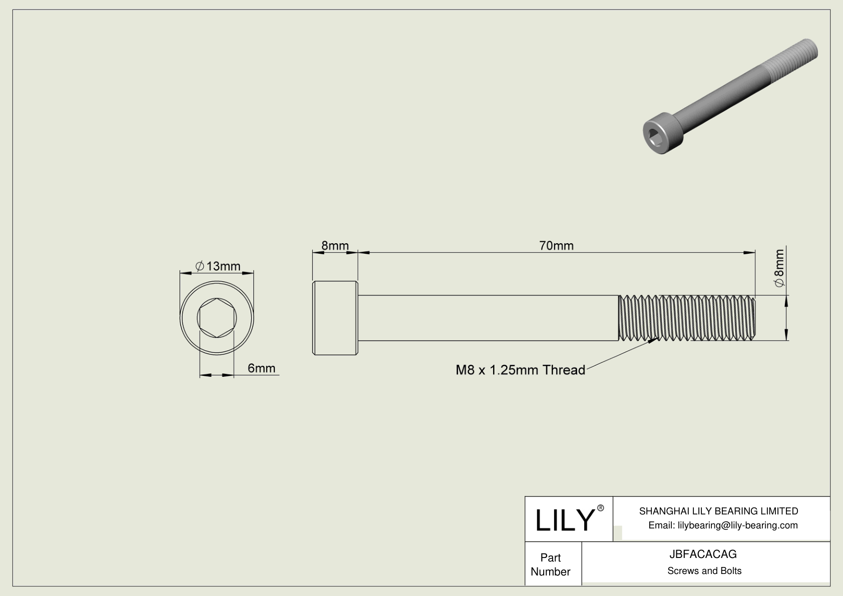 JBFACACAG Tornillos de cabeza cilíndrica de acero aleado cad drawing