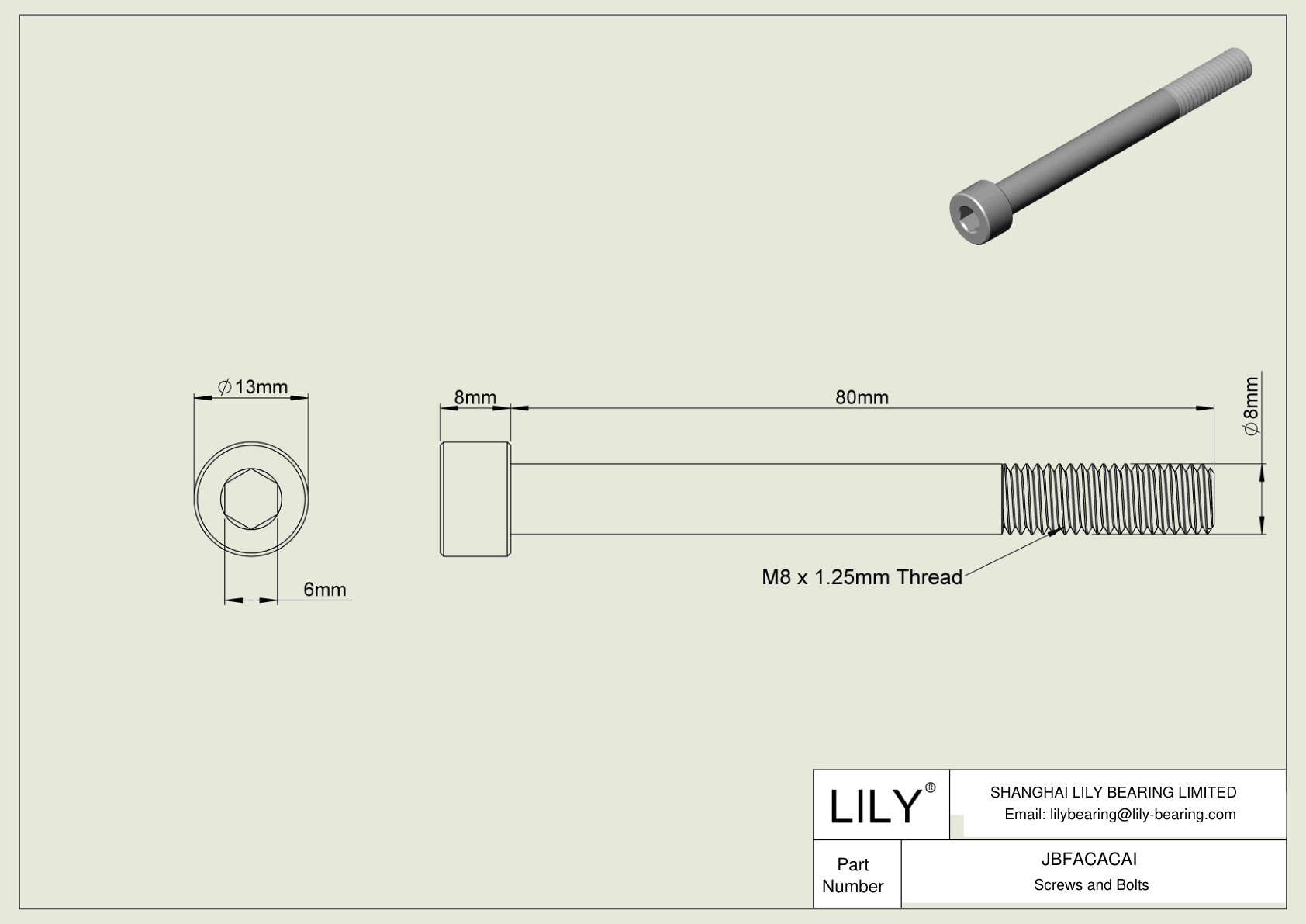 JBFACACAI Tornillos de cabeza cilíndrica de acero aleado cad drawing