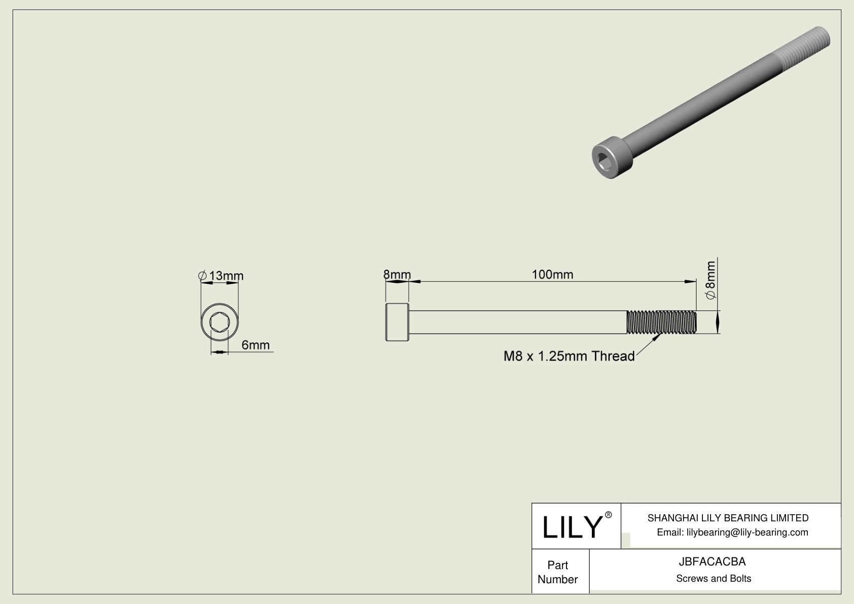 JBFACACBA Tornillos de cabeza cilíndrica de acero aleado cad drawing