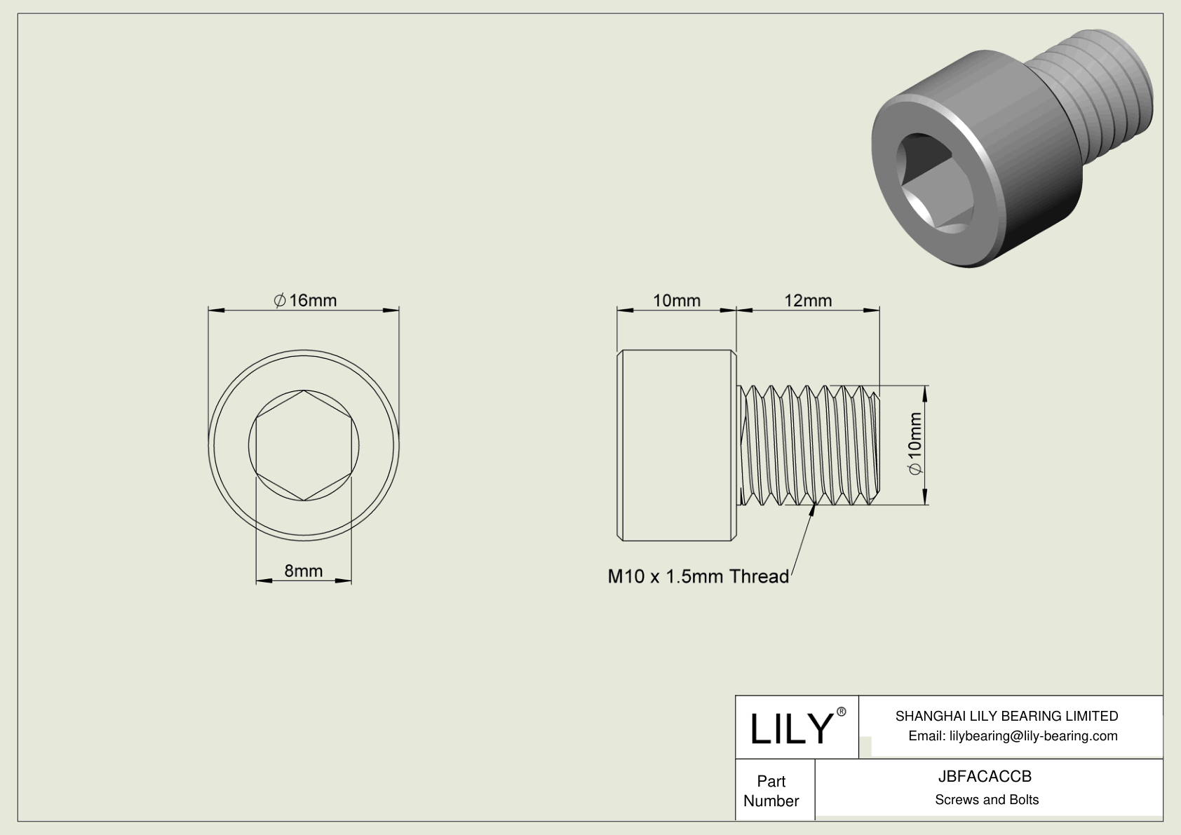 JBFACACCB Tornillos de cabeza cilíndrica de acero aleado cad drawing