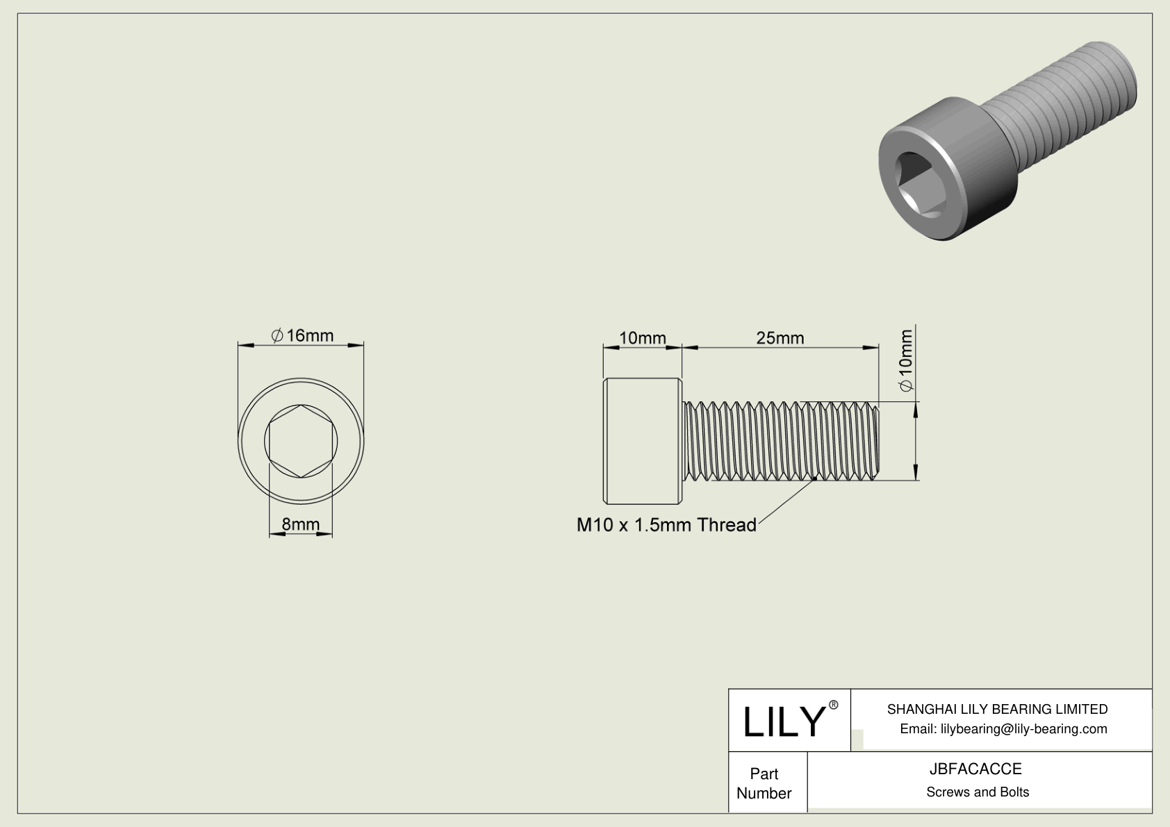 JBFACACCE Tornillos de cabeza cilíndrica de acero aleado cad drawing