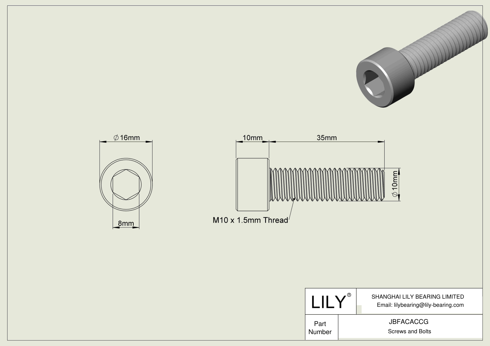 JBFACACCG 合金钢内六角螺钉 cad drawing