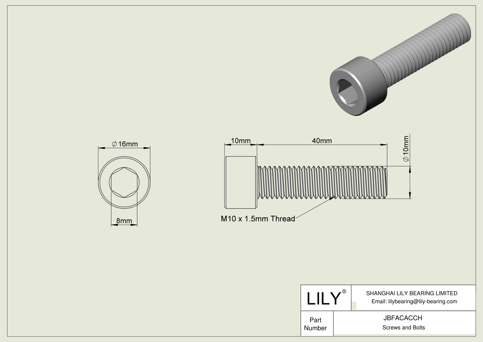 JBFACACCH 合金钢内六角螺钉 cad drawing