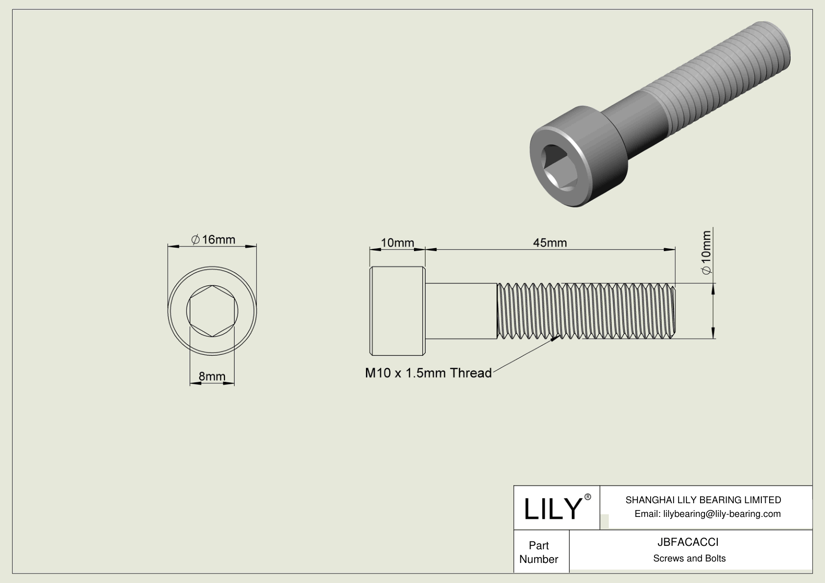 JBFACACCI Alloy Steel Socket Head Screws cad drawing