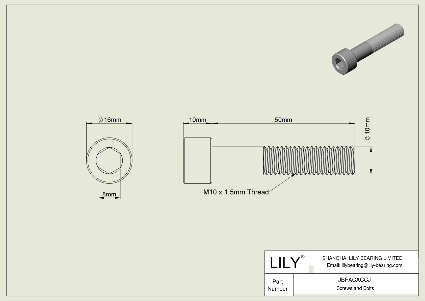 JBFACACCJ Alloy Steel Socket Head Screws cad drawing