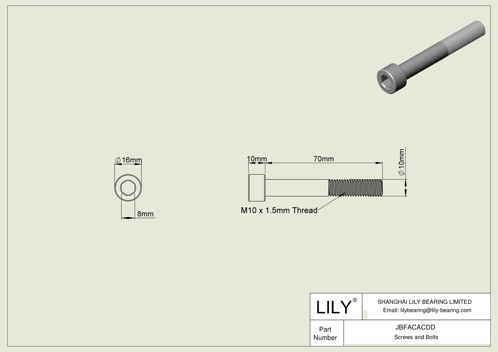 JBFACACDD Alloy Steel Socket Head Screws cad drawing