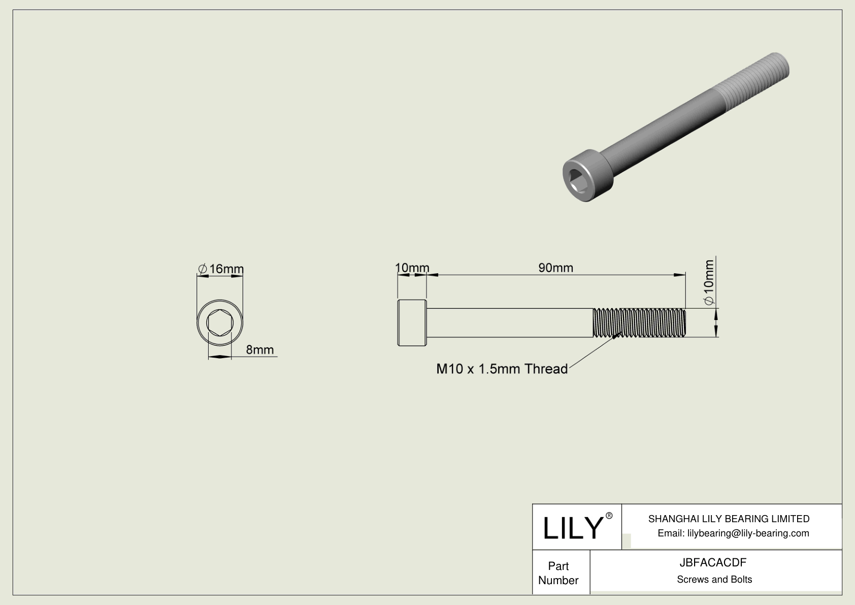 JBFACACDF Tornillos de cabeza cilíndrica de acero aleado cad drawing