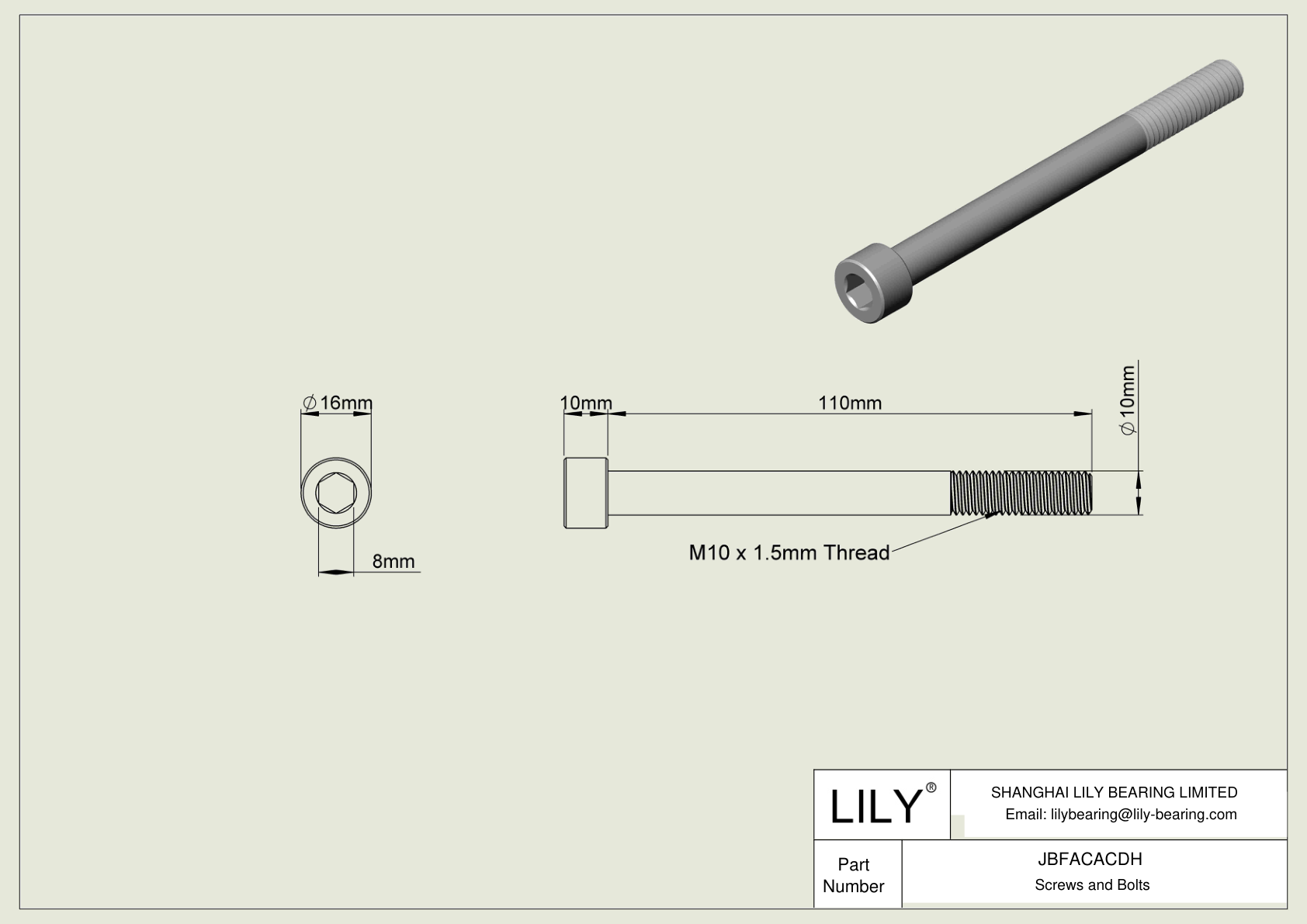 JBFACACDH Tornillos de cabeza cilíndrica de acero aleado cad drawing