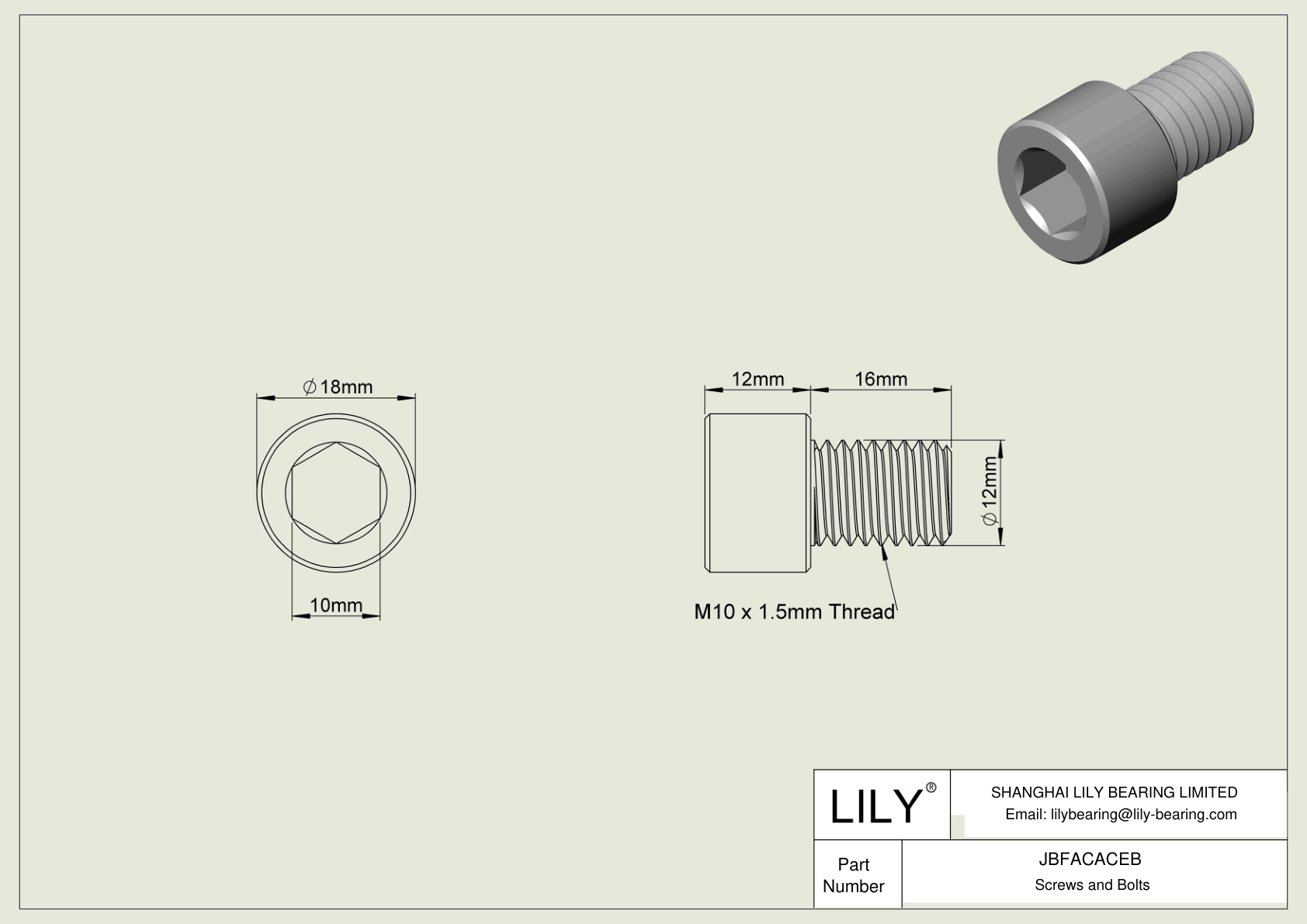 JBFACACEB 合金钢内六角螺钉 cad drawing