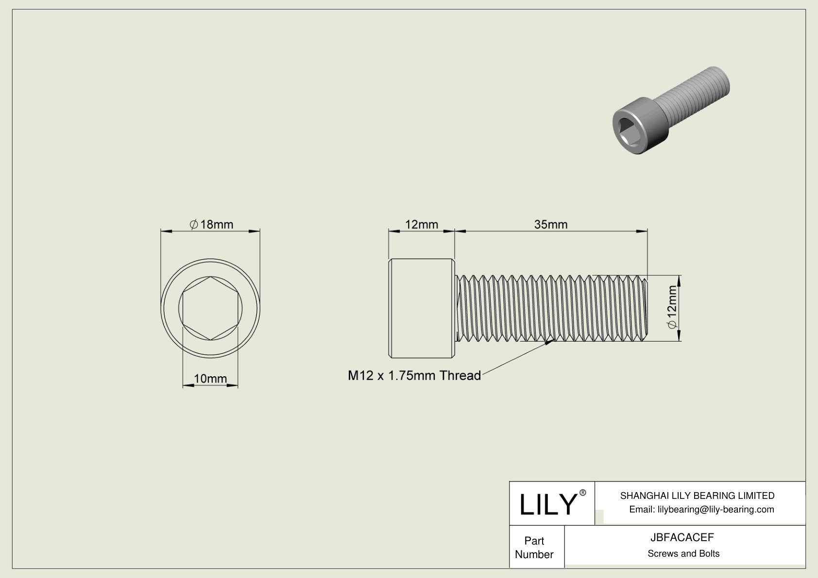 JBFACACEF Tornillos de cabeza cilíndrica de acero aleado cad drawing