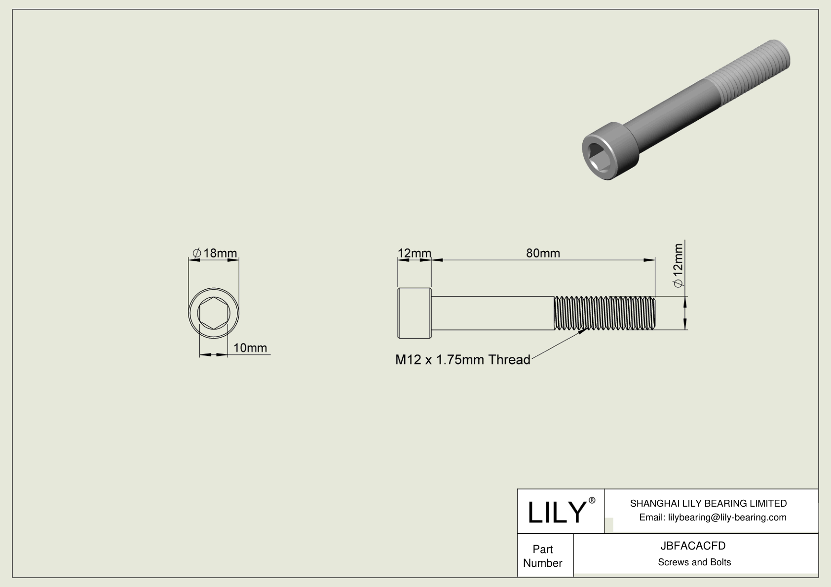 JBFACACFD Alloy Steel Socket Head Screws cad drawing