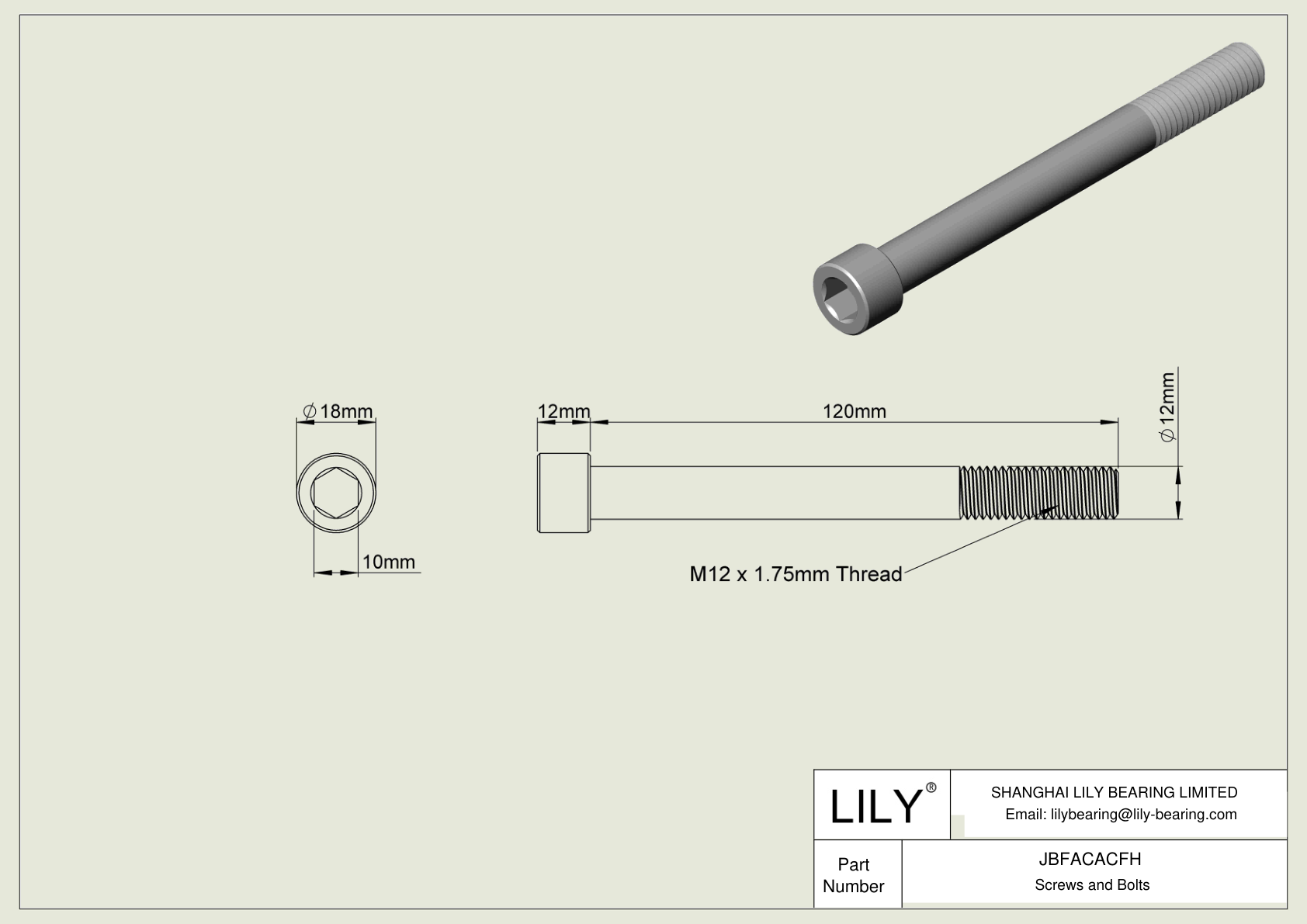 JBFACACFH Tornillos de cabeza cilíndrica de acero aleado cad drawing