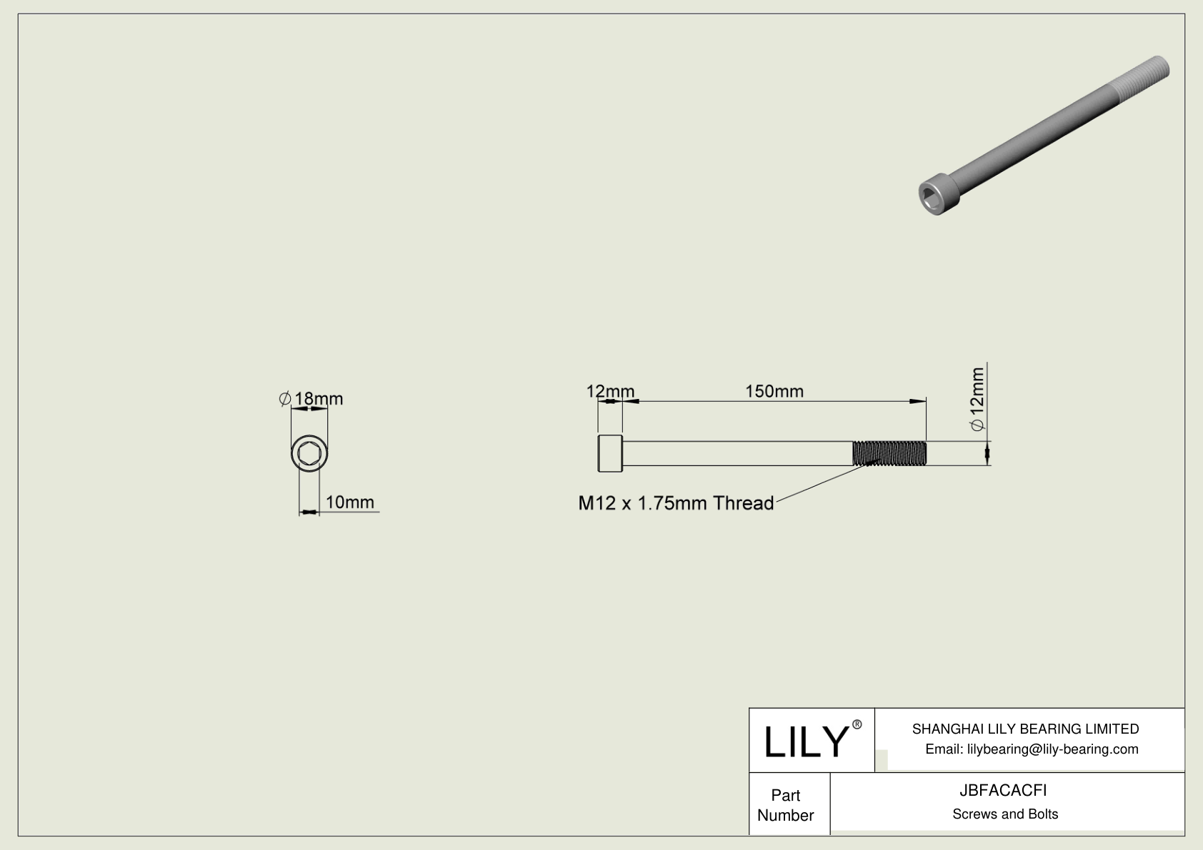 JBFACACFI Tornillos de cabeza cilíndrica de acero aleado cad drawing