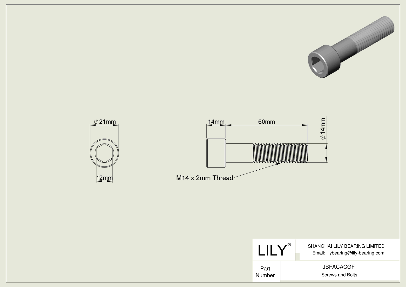 JBFACACGF Alloy Steel Socket Head Screws cad drawing