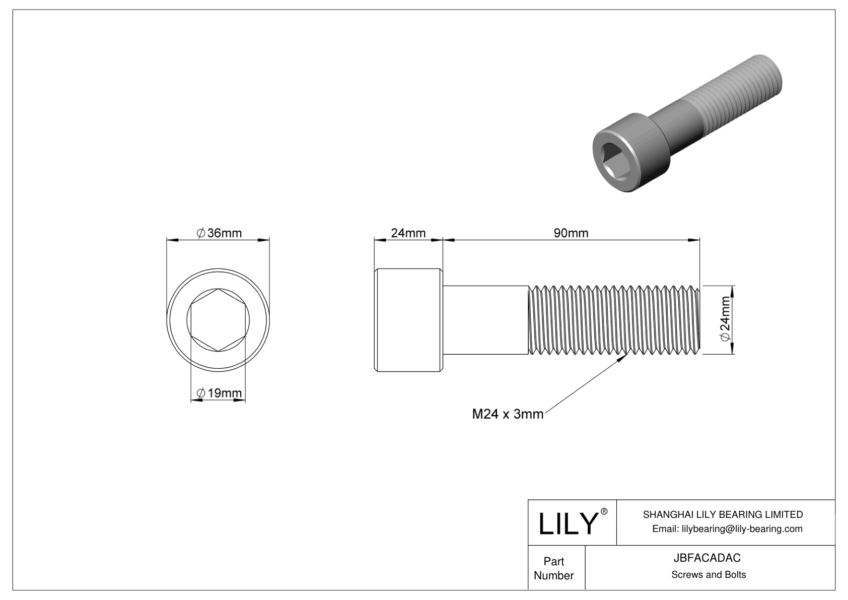 JBFACADAC Alloy Steel Socket Head Screws cad drawing